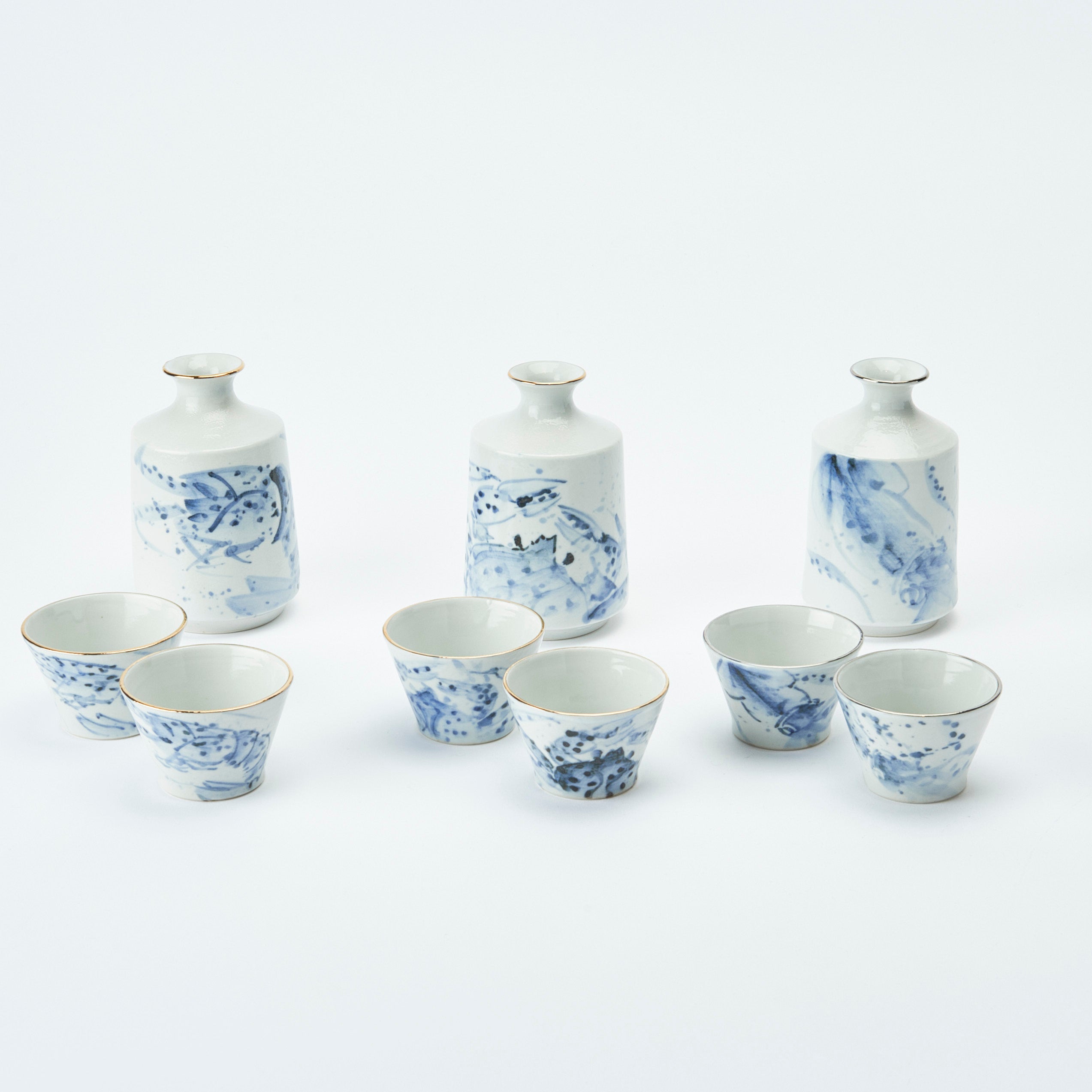 Sea Creatures in Blue Sake Set