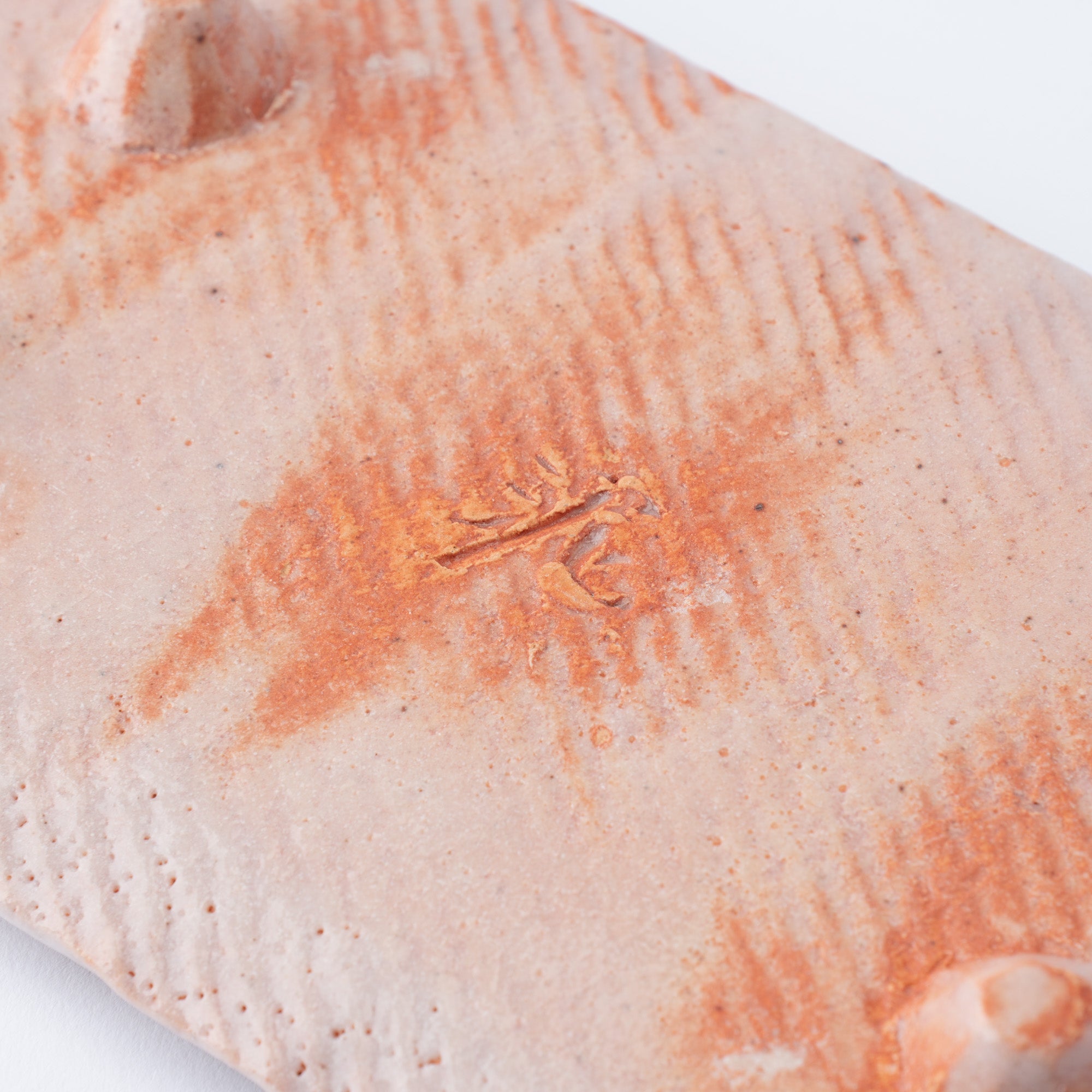 Shino Blush Footed Rectangle Dinner Plate