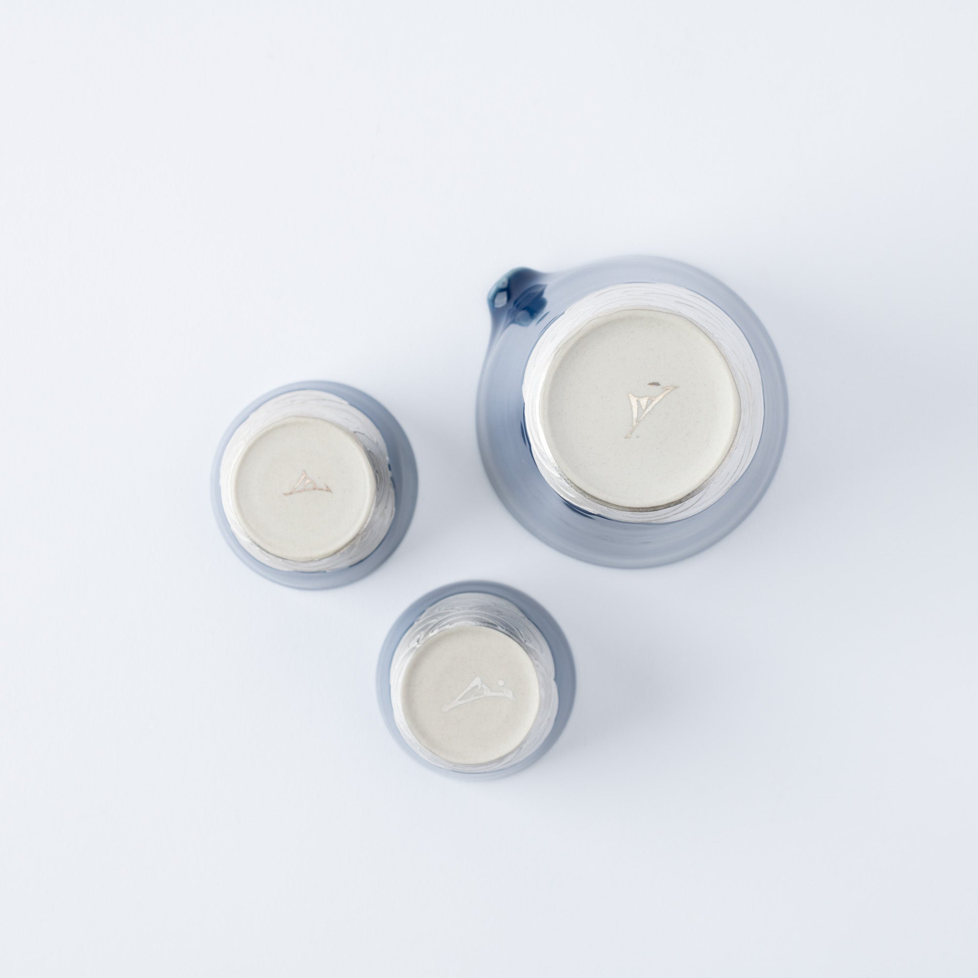 Ginsai Lapis Blue Seigaiha Wave Sake Set