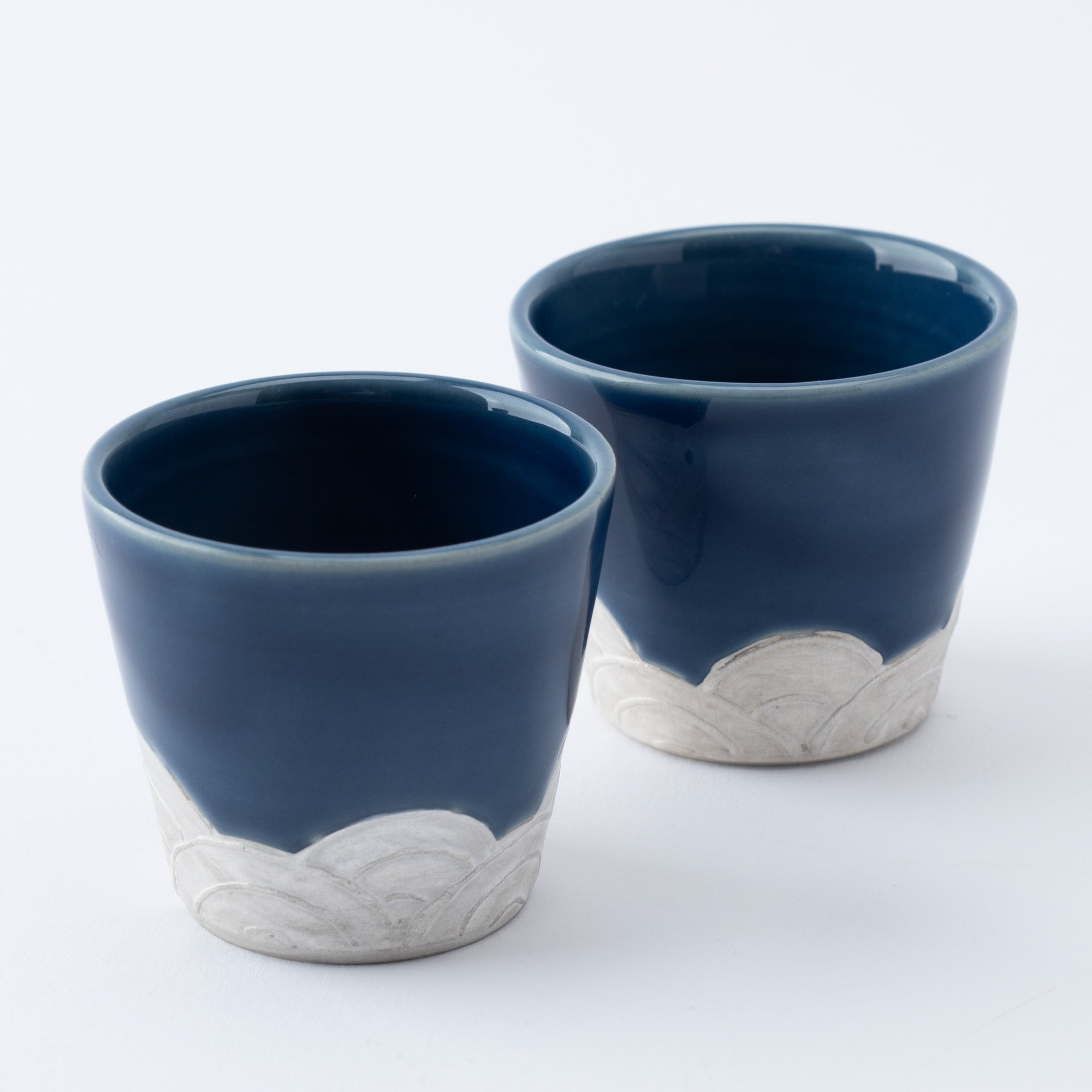 Ginsai Lapis Blue Seigaiha Wave Sake Set