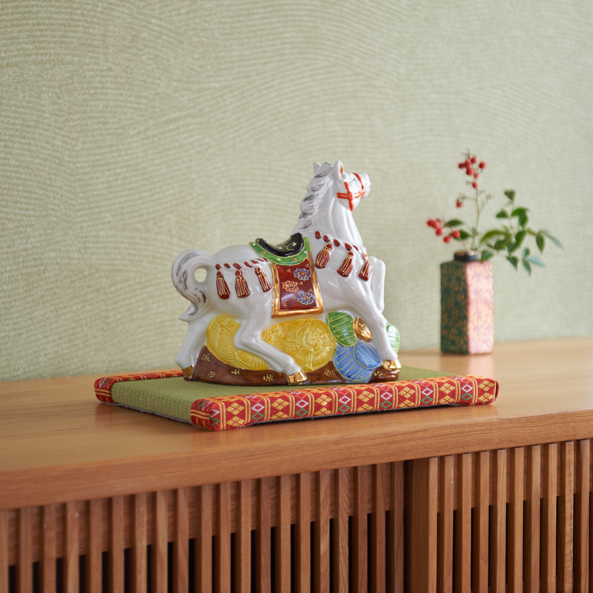 Horse with Pine, Bamboo and Plum Figurine