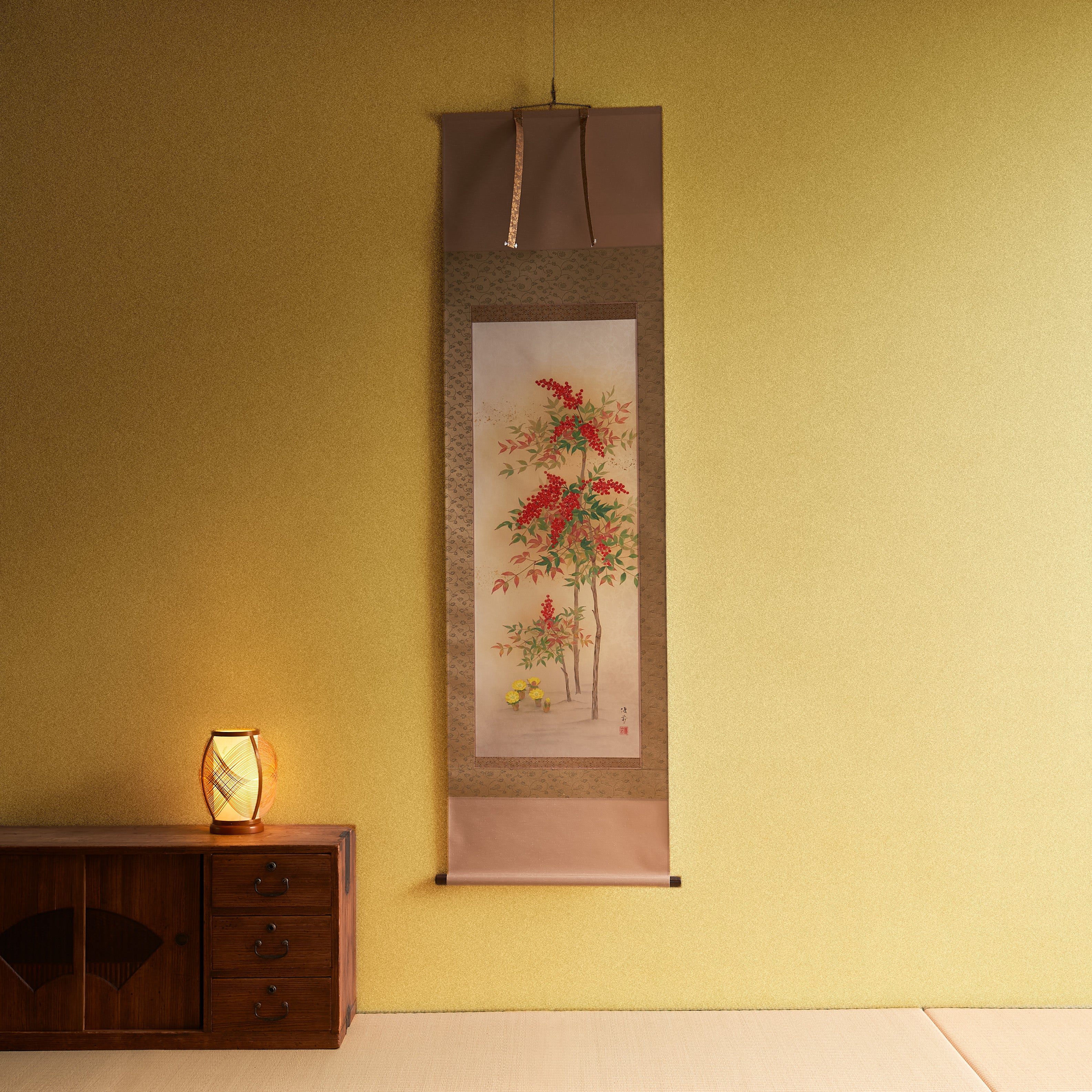 Nanten Fukuju Kakejiku Hanging Scroll