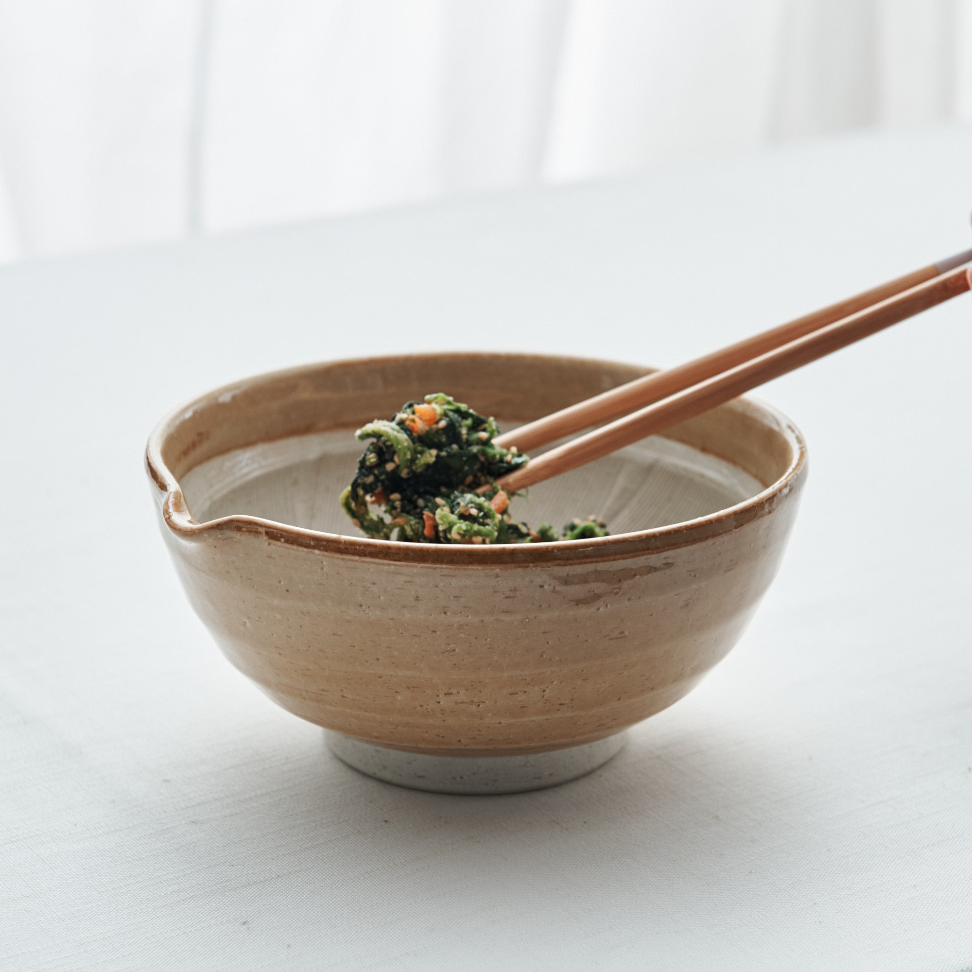 Light Brown Deep Mortar with Spout 7.1 In