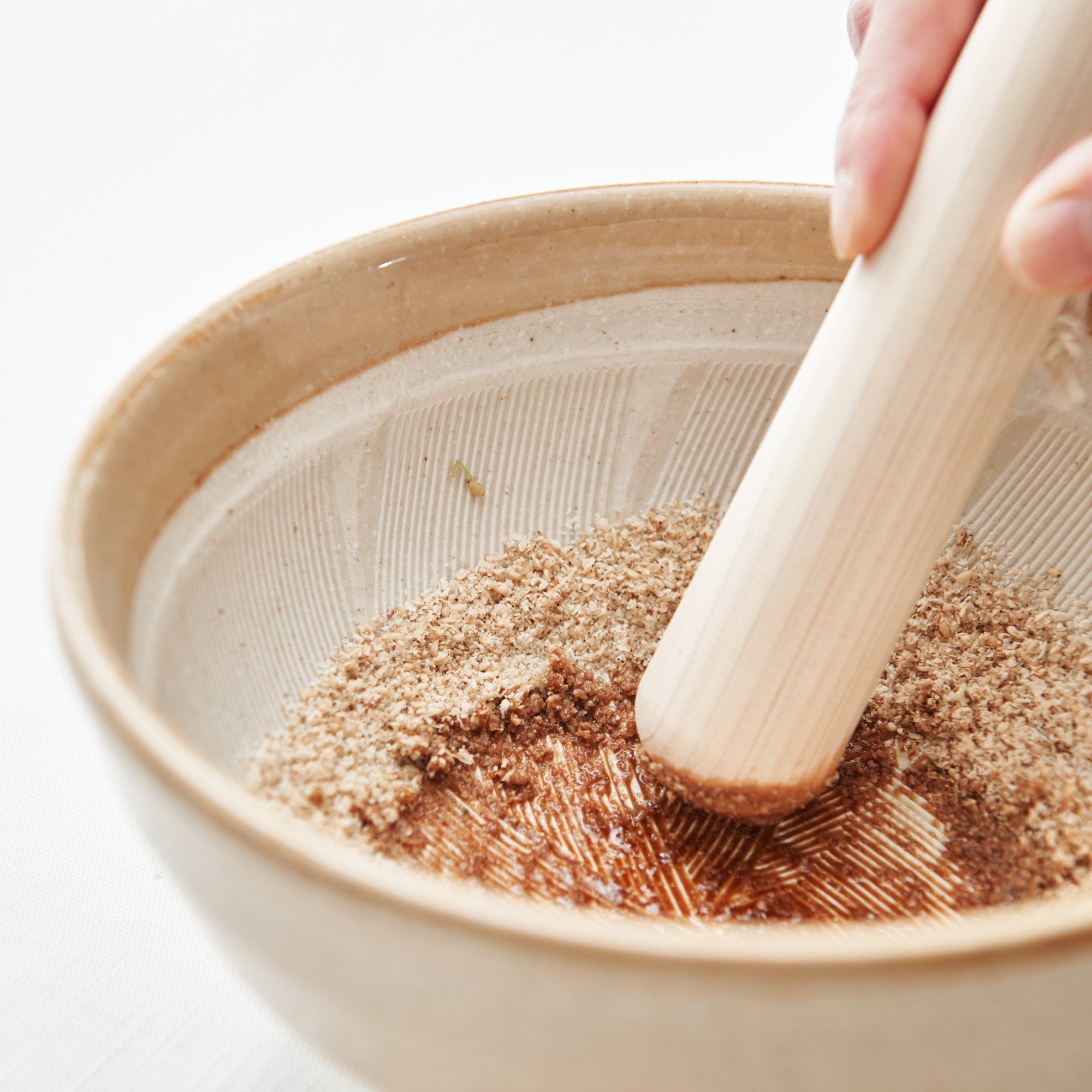 Light Brown Deep Mortar with Spout 7.1 In