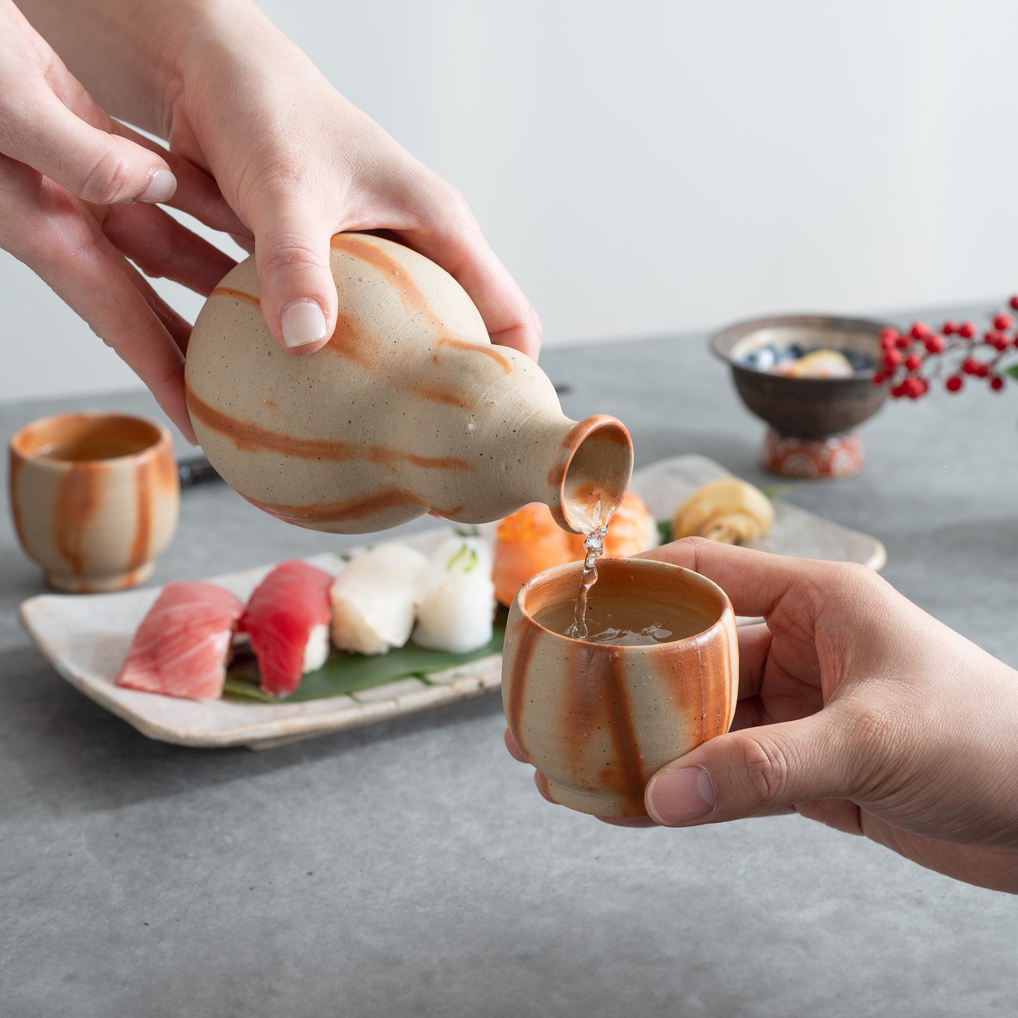 Hidasuki-Kürbis-förmiger Sake Satz