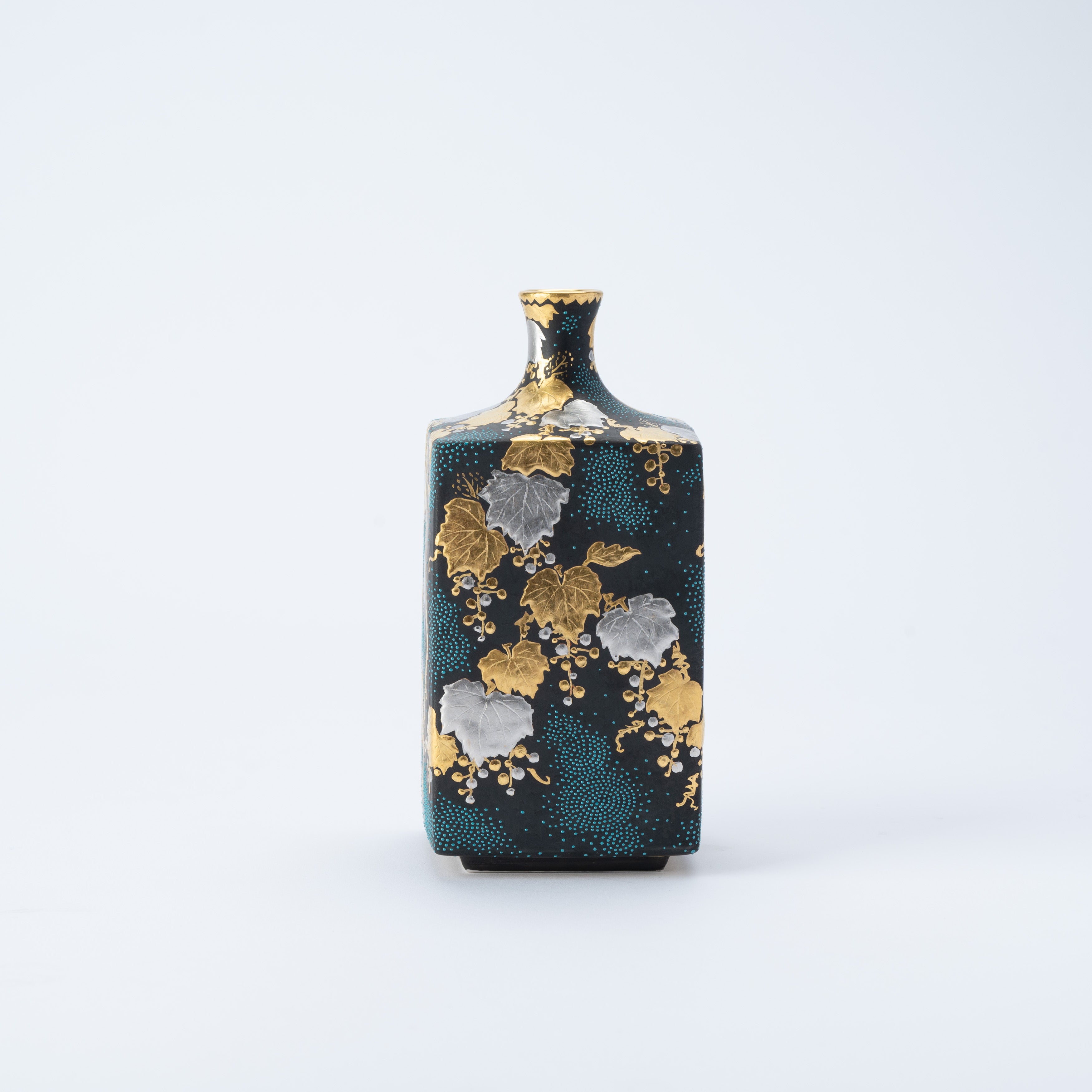 Morikin Aochibu Grape with Sakura and Maple Leaves Vase