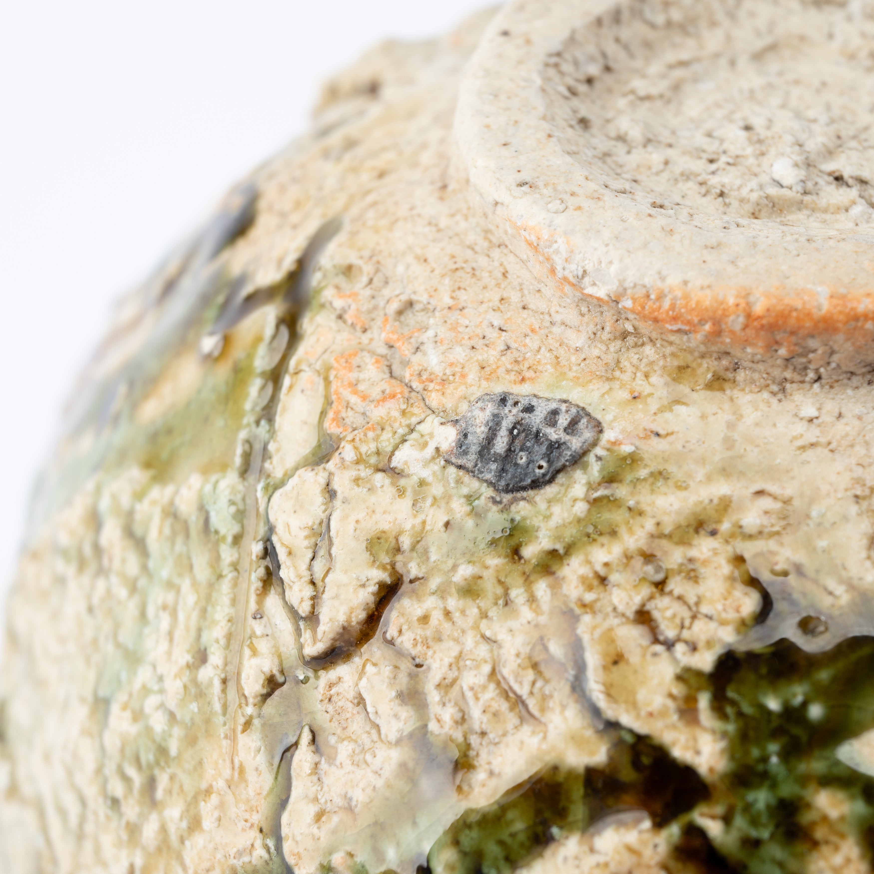 Oribe Matcha-Schale aus Ton für Gezeitenbecken