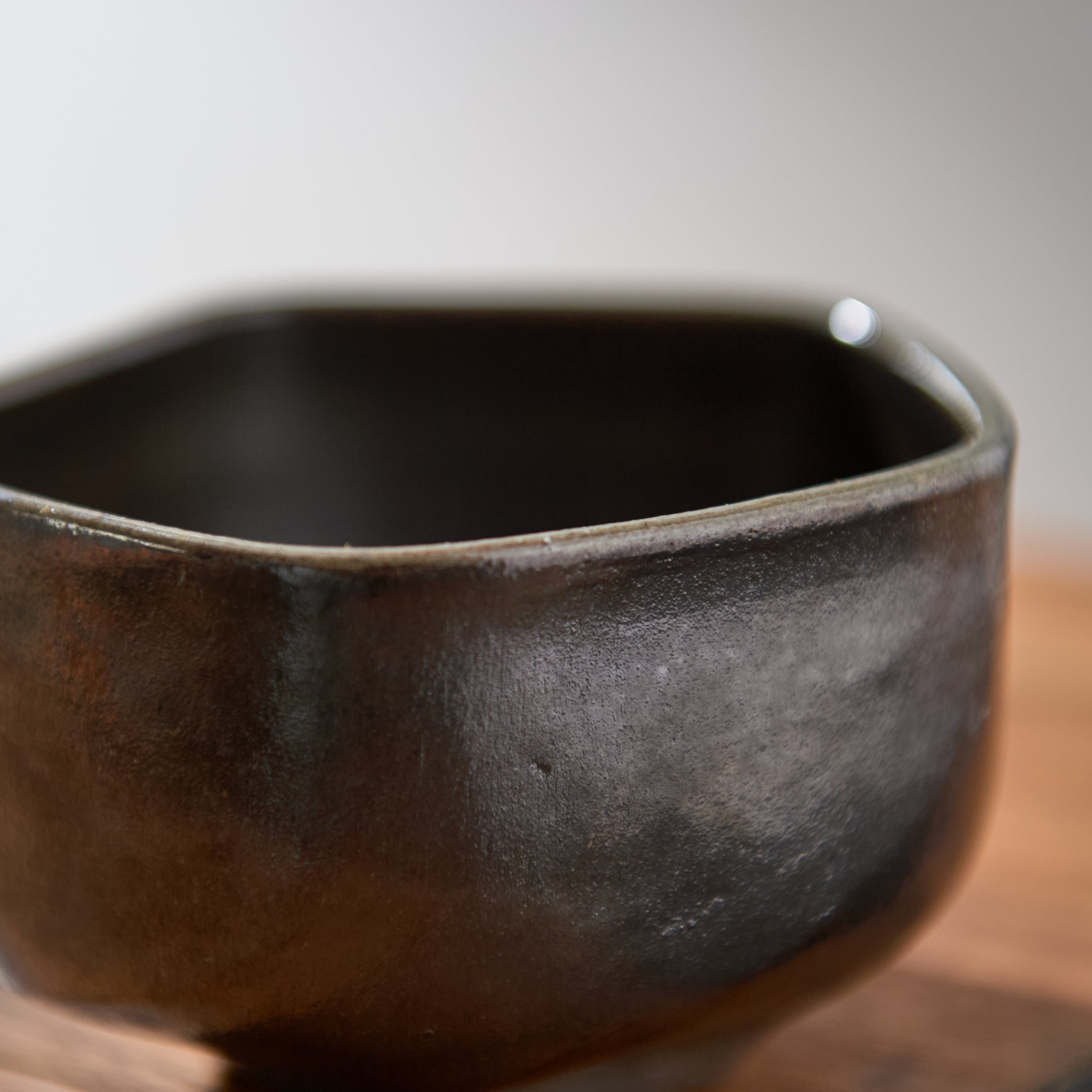 Hikidashi-Guro Five-Sided Matcha Bowl