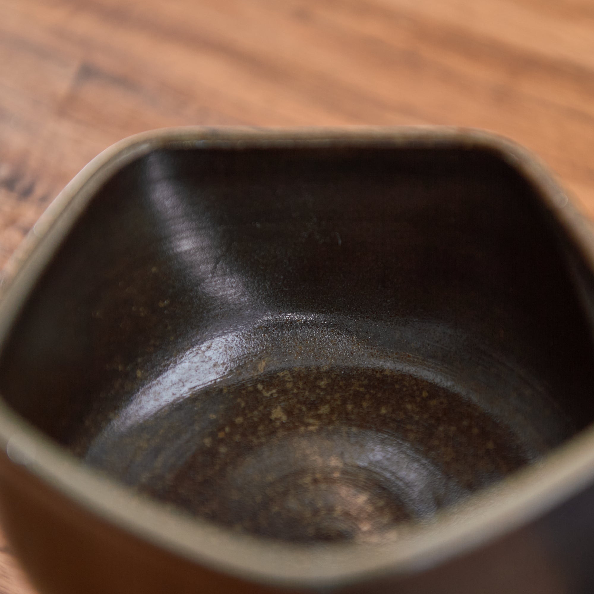 Hikidashi-Guro Five-Sided Matcha Bowl