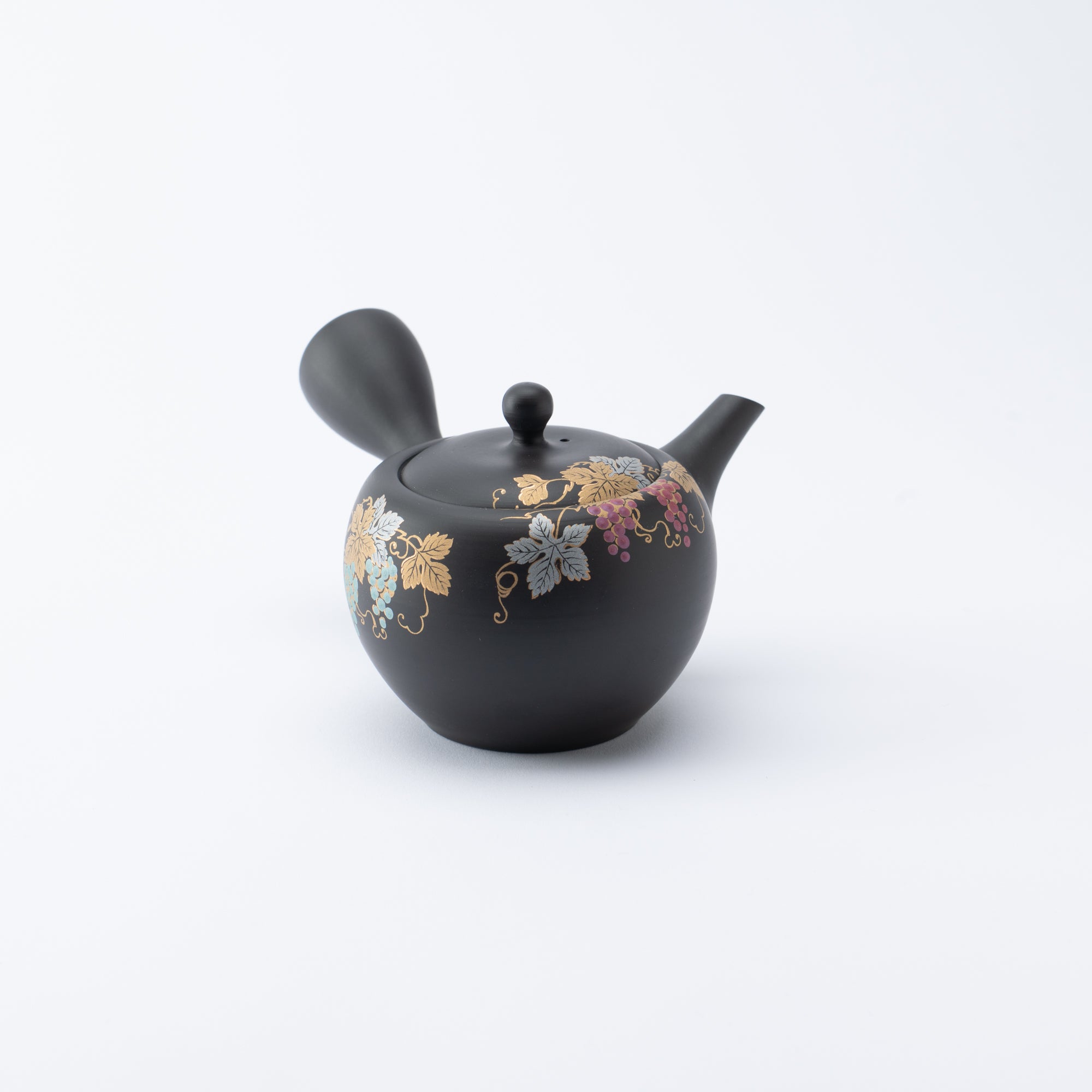 Black Clay Grape Japanese Teapot