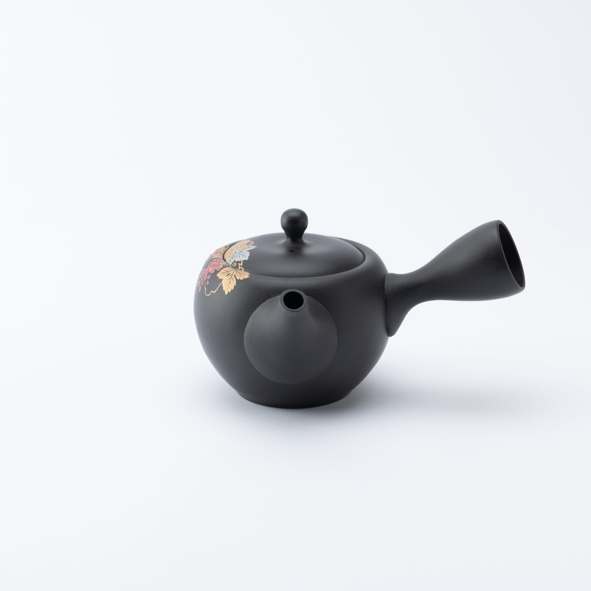 Black Clay Grape Japanese Teapot