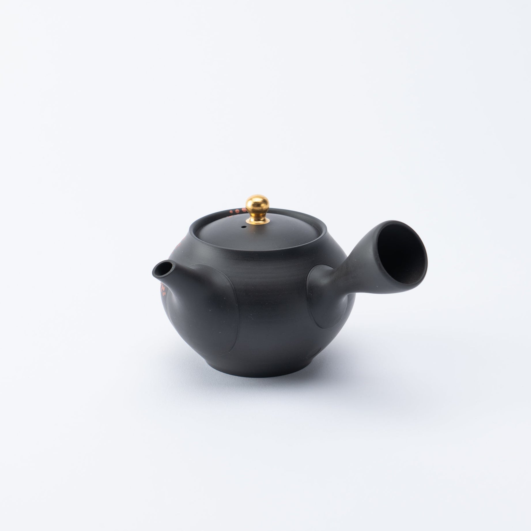 Black Clay Bush Clover Japanese Teapot