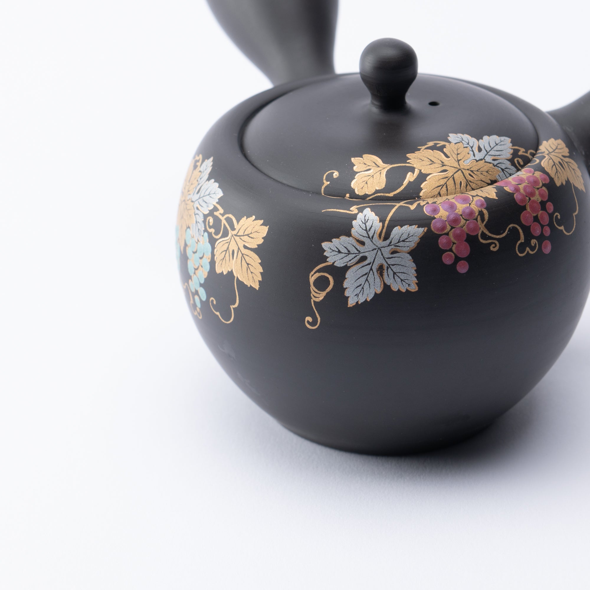 Black Clay Grape Japanese Teapot