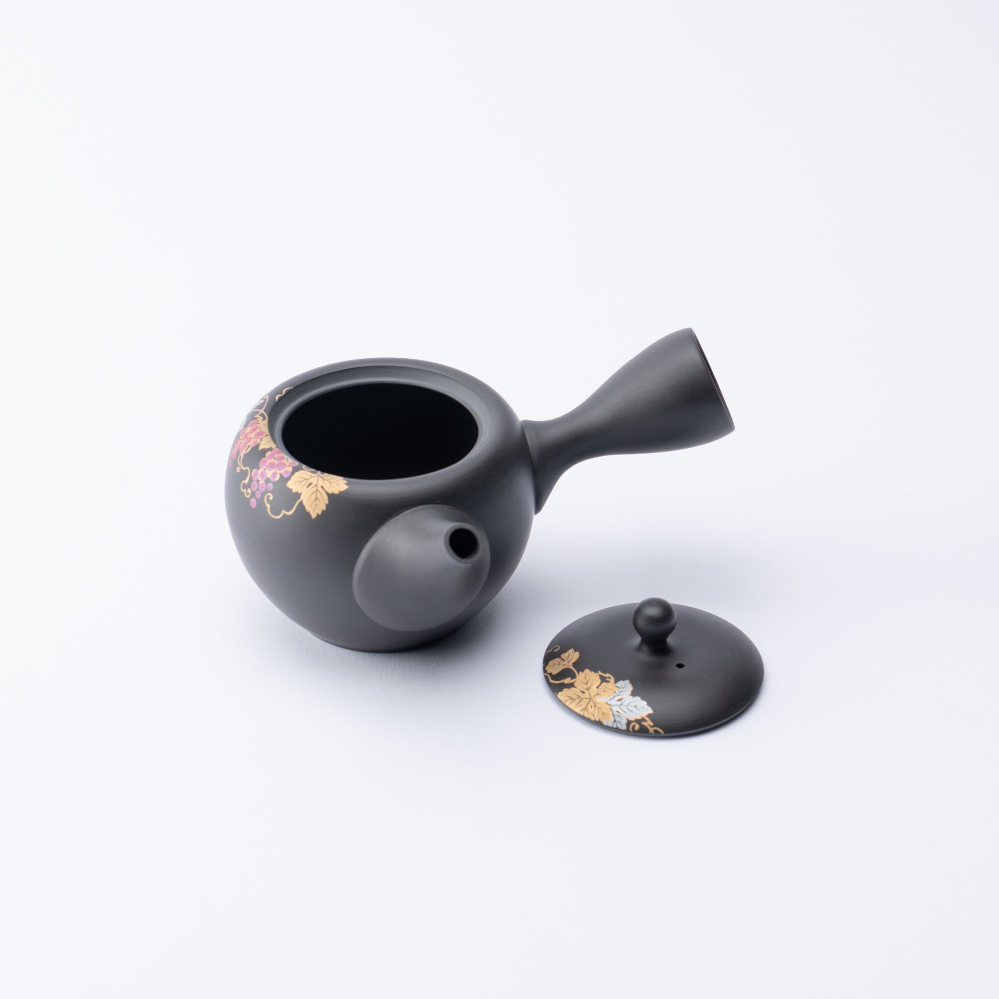 Black Clay Grape Japanese Teapot