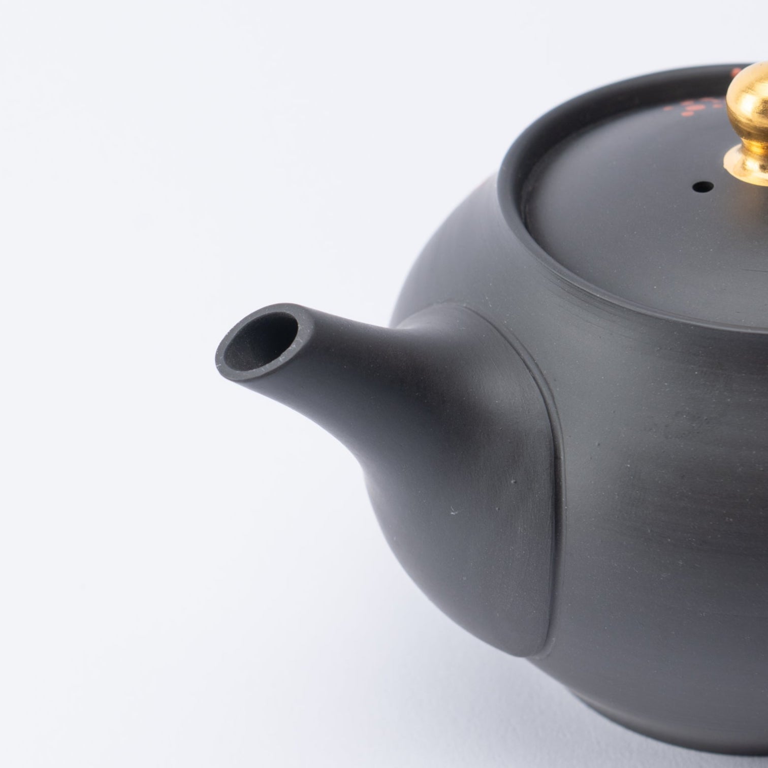 Black Clay Bush Clover Japanese Teapot