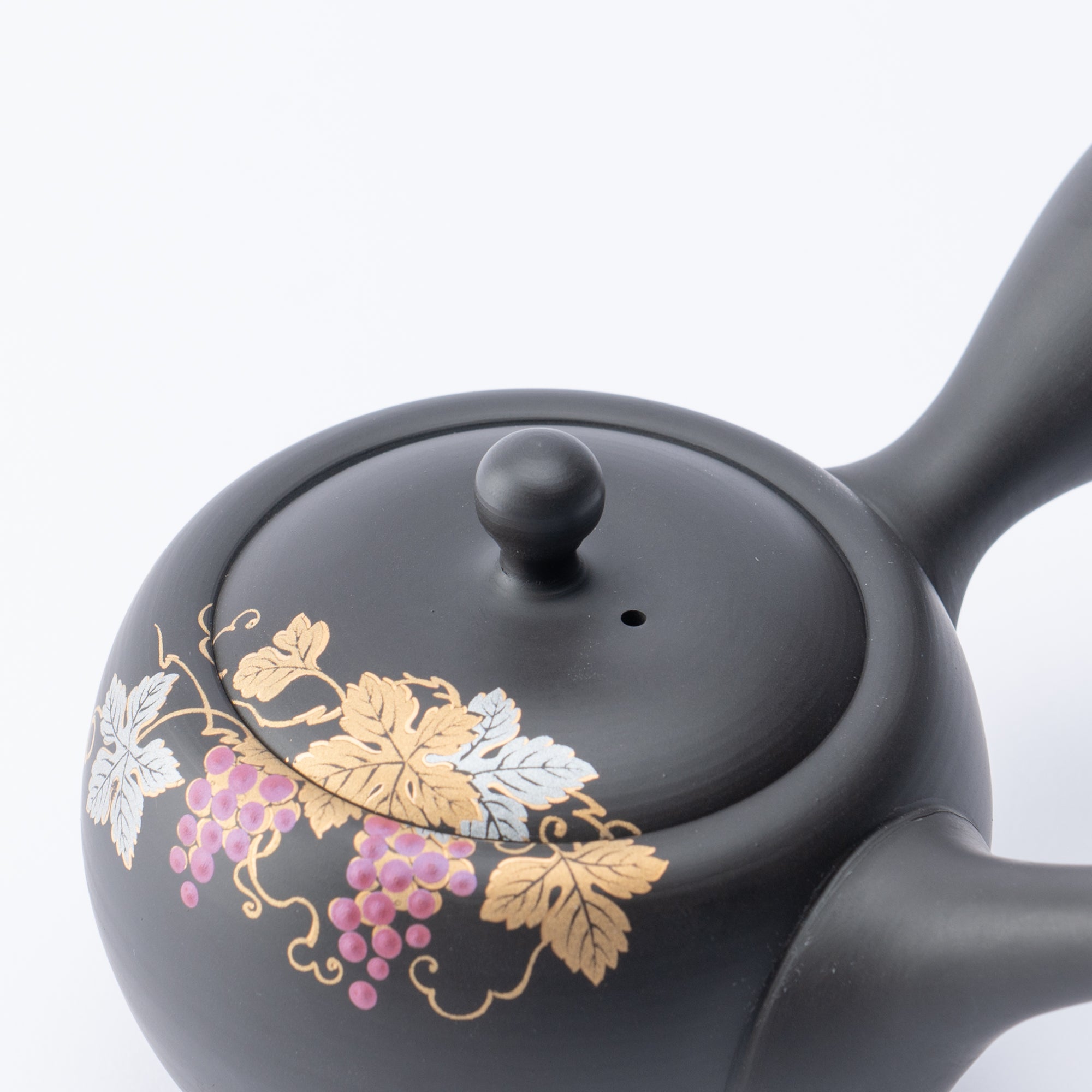 Black Clay Grape Japanese Teapot