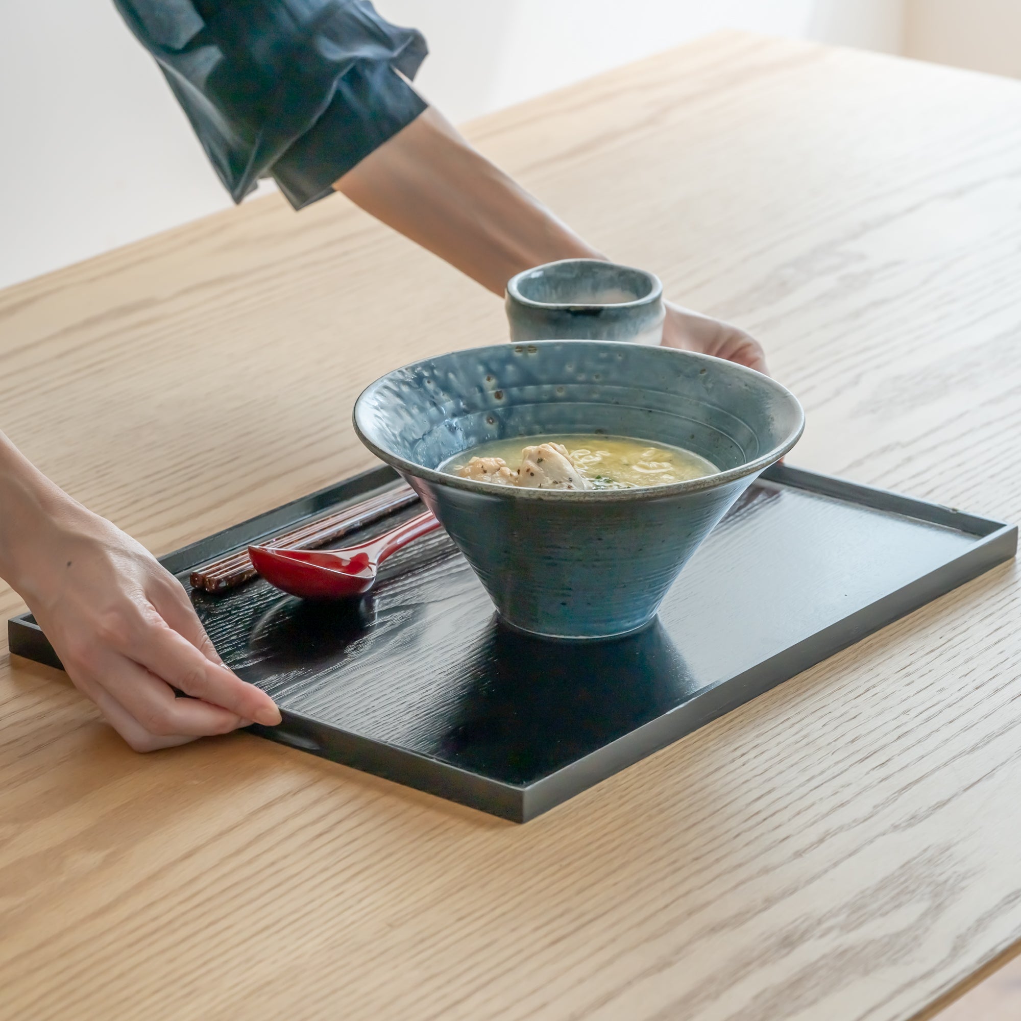 Wood Grained Lacquerware Serving Tray