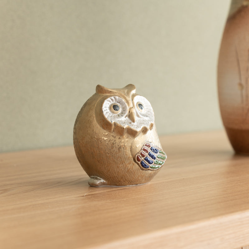 Choho Kiln Gold Kutani Owl Figurine