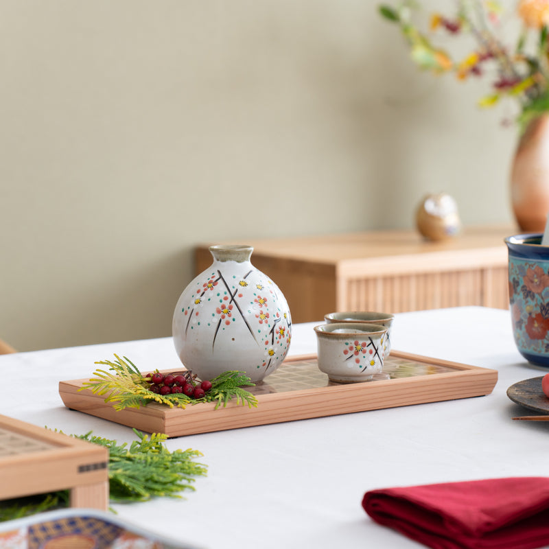 Plum Blossom Wine Set Japanese Sake Set Ceramic Wine Pot with