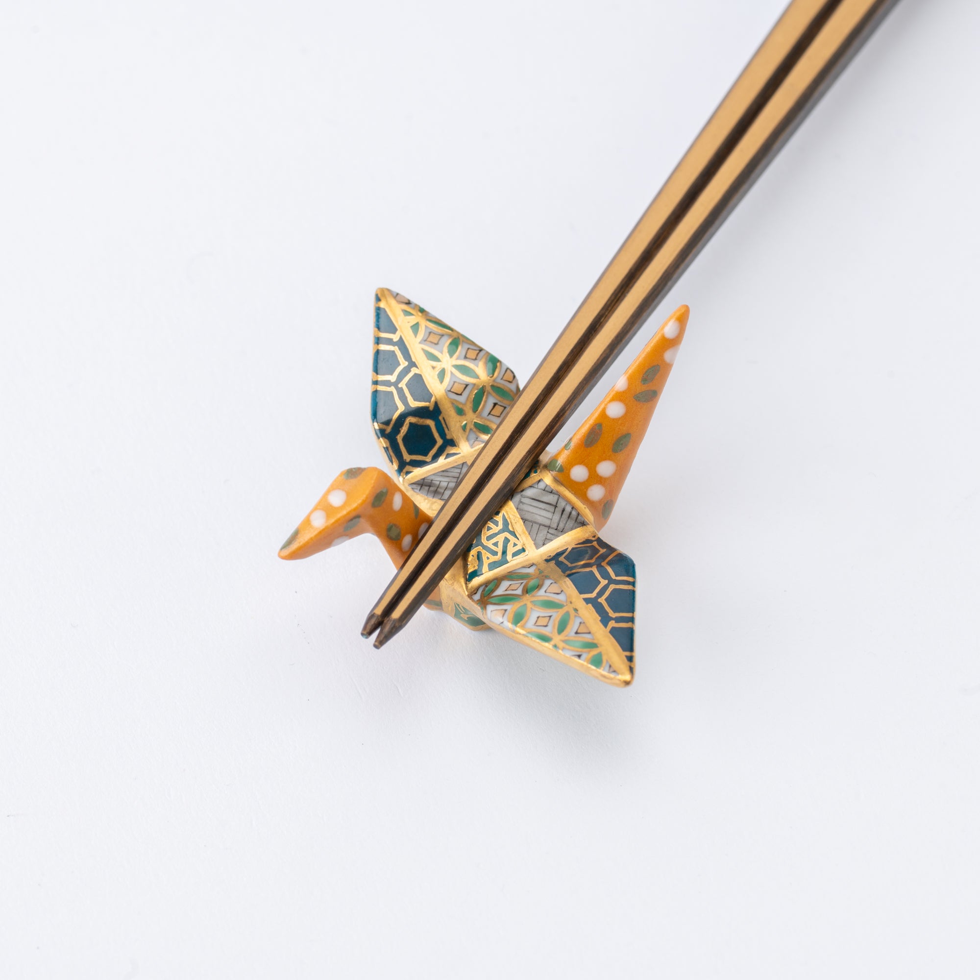 Gold-lined Origami Crane Chopstick Rest