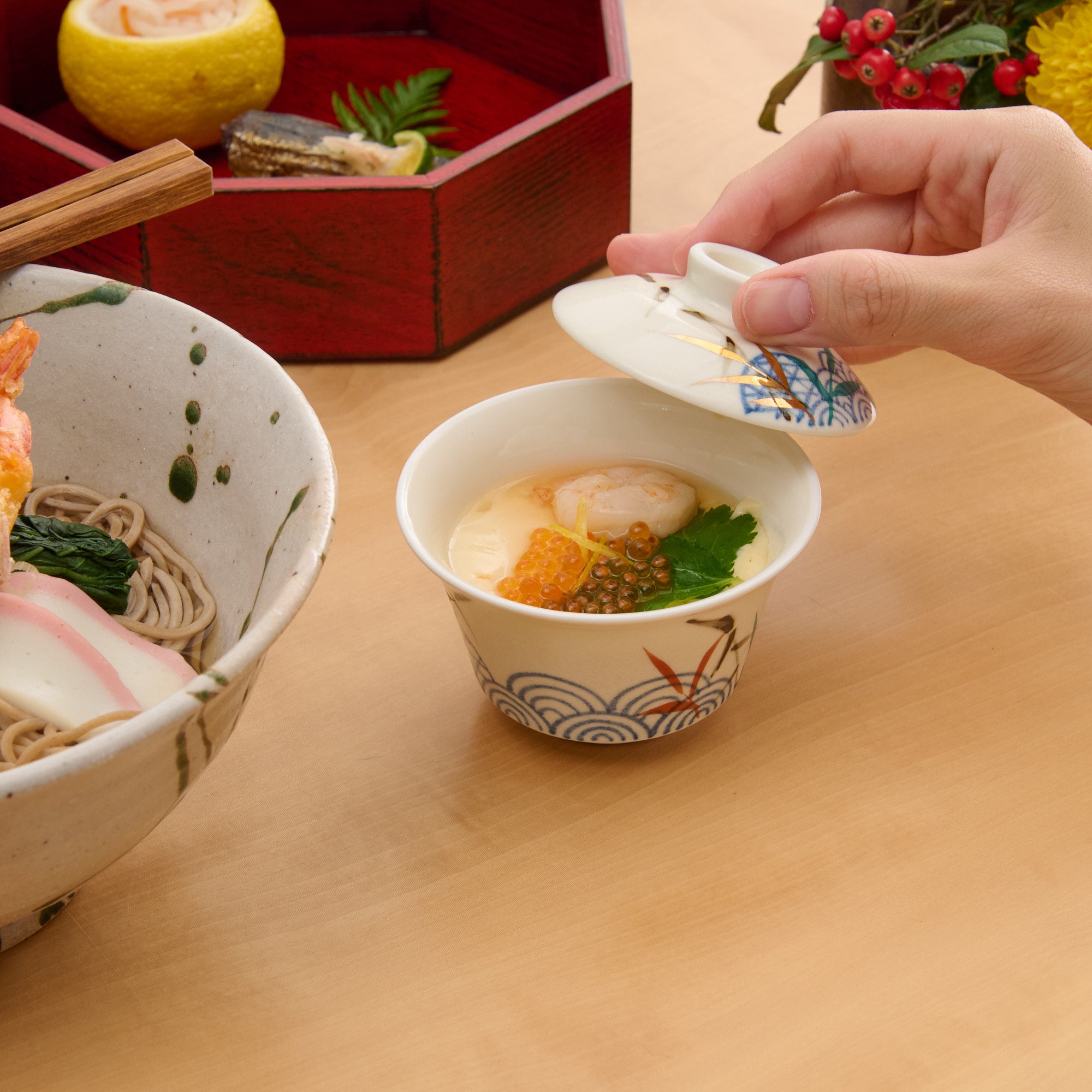 Waves and Reed Grass Chawanmushi Bowl