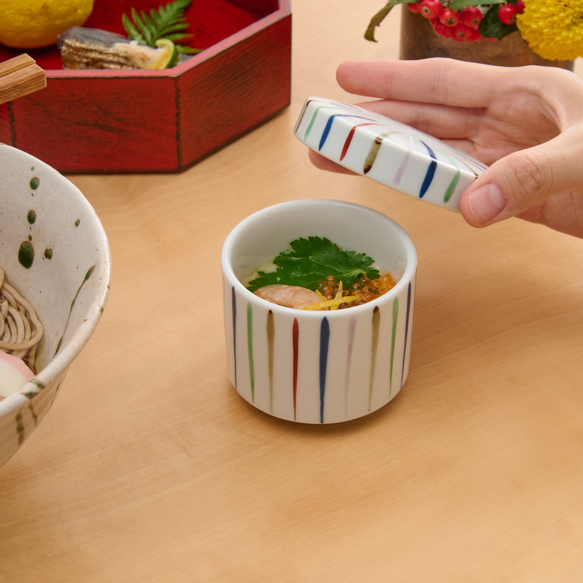 Musubi Mono Straw Pattern Arita Chawanmushi Bowl