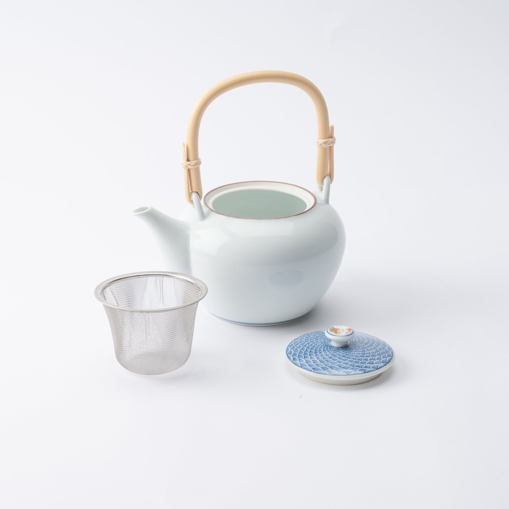 Seigaiha Blue Wave Japanese Teapot