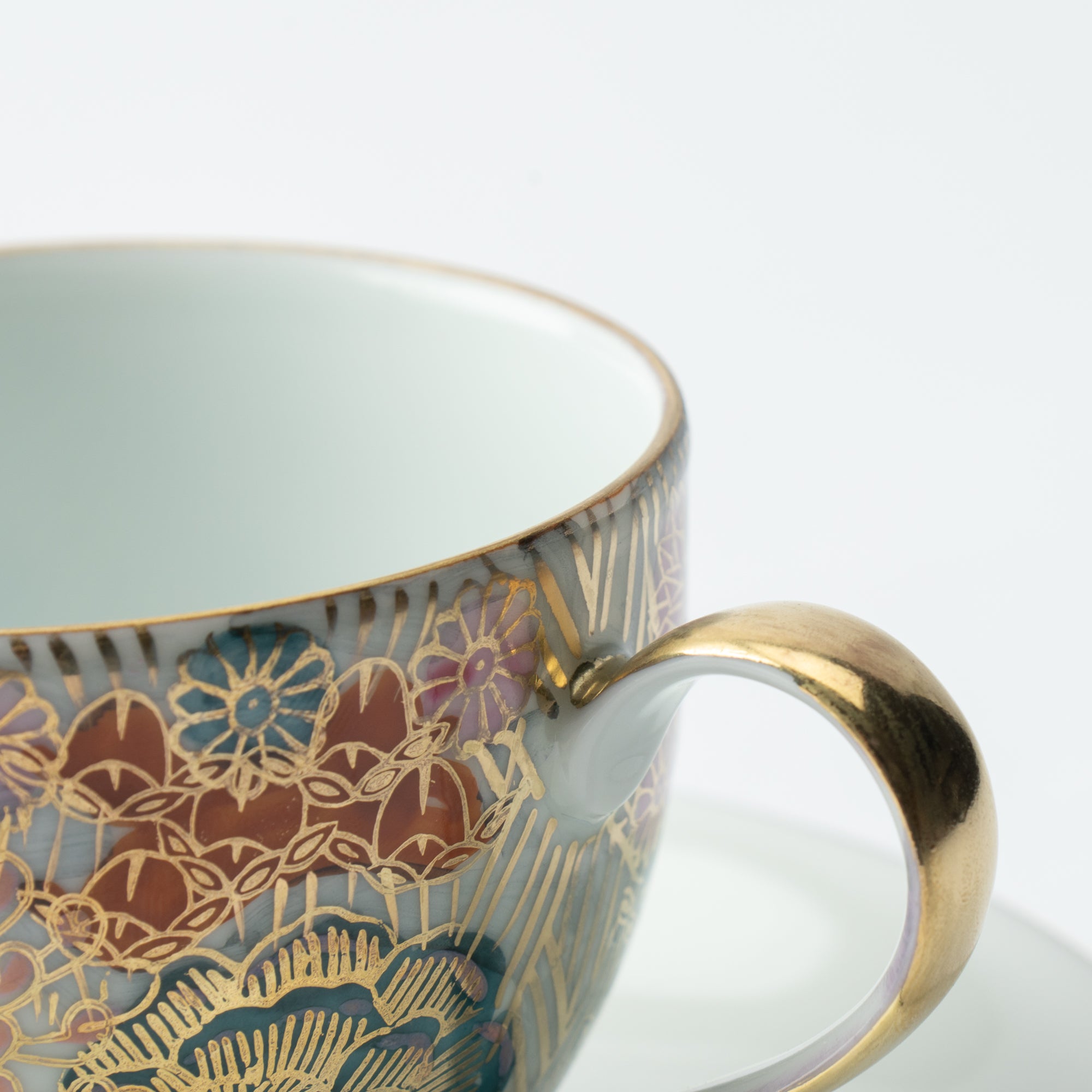 Blue Hanazume Kutani Cup and Saucer