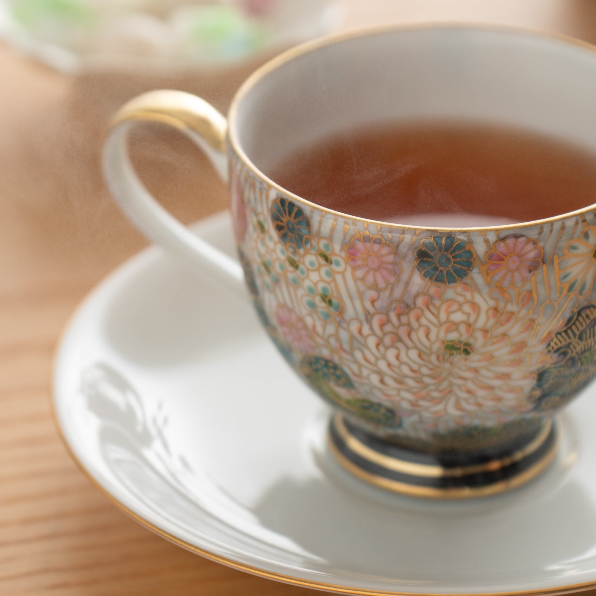 Blue Hanazume Kutani Cup and Saucer