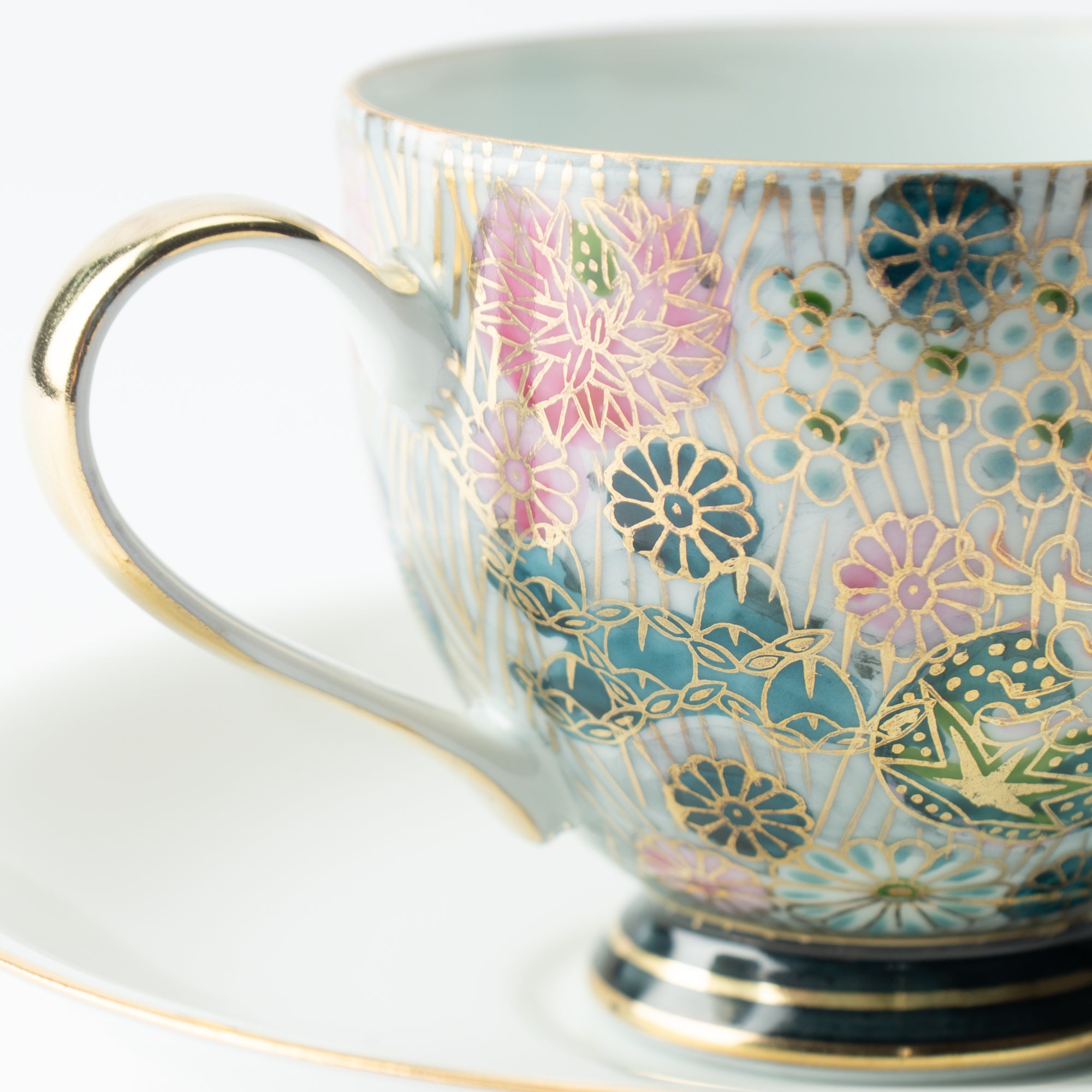 Blue Hanazume Kutani Cup and Saucer