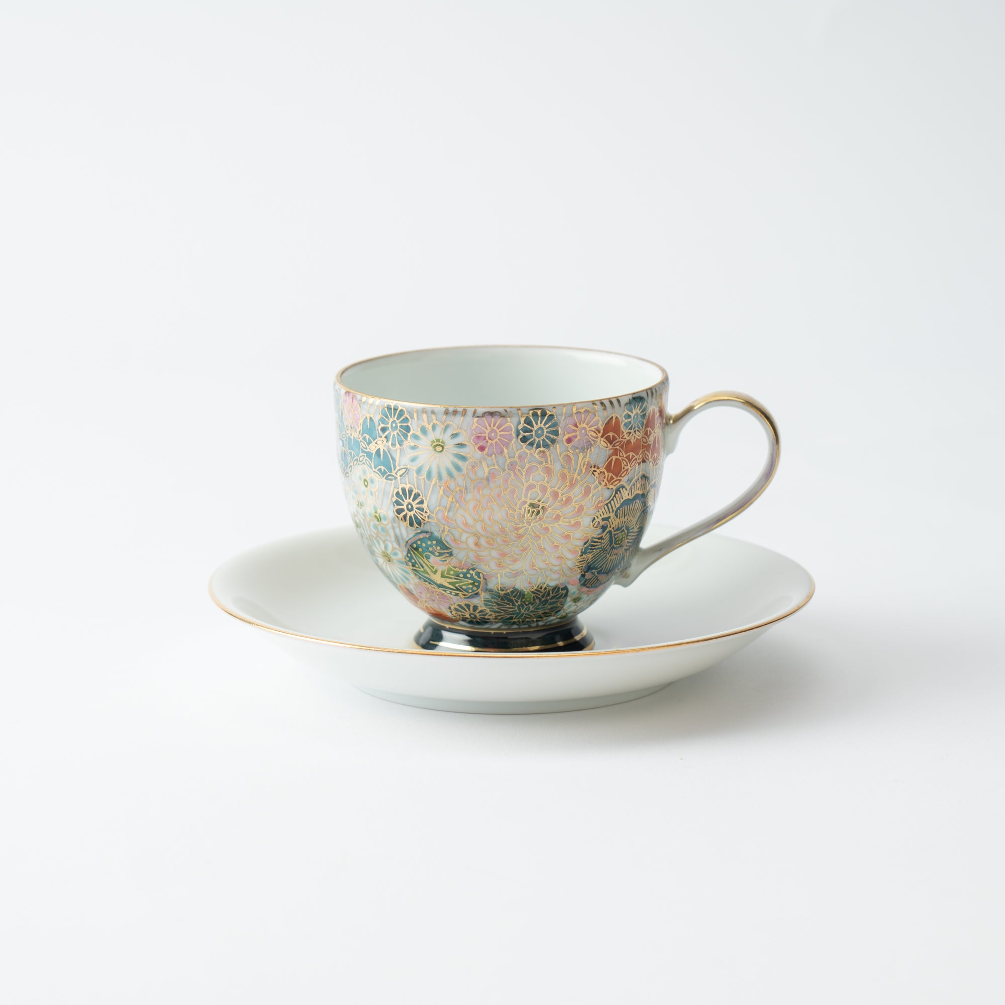 Blue Hanazume Kutani Cup and Saucer