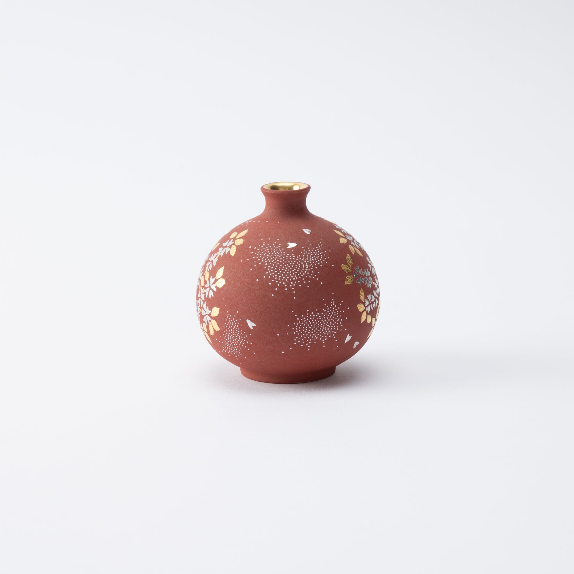 Red Morikin Shirochibu Sakura Round Vase