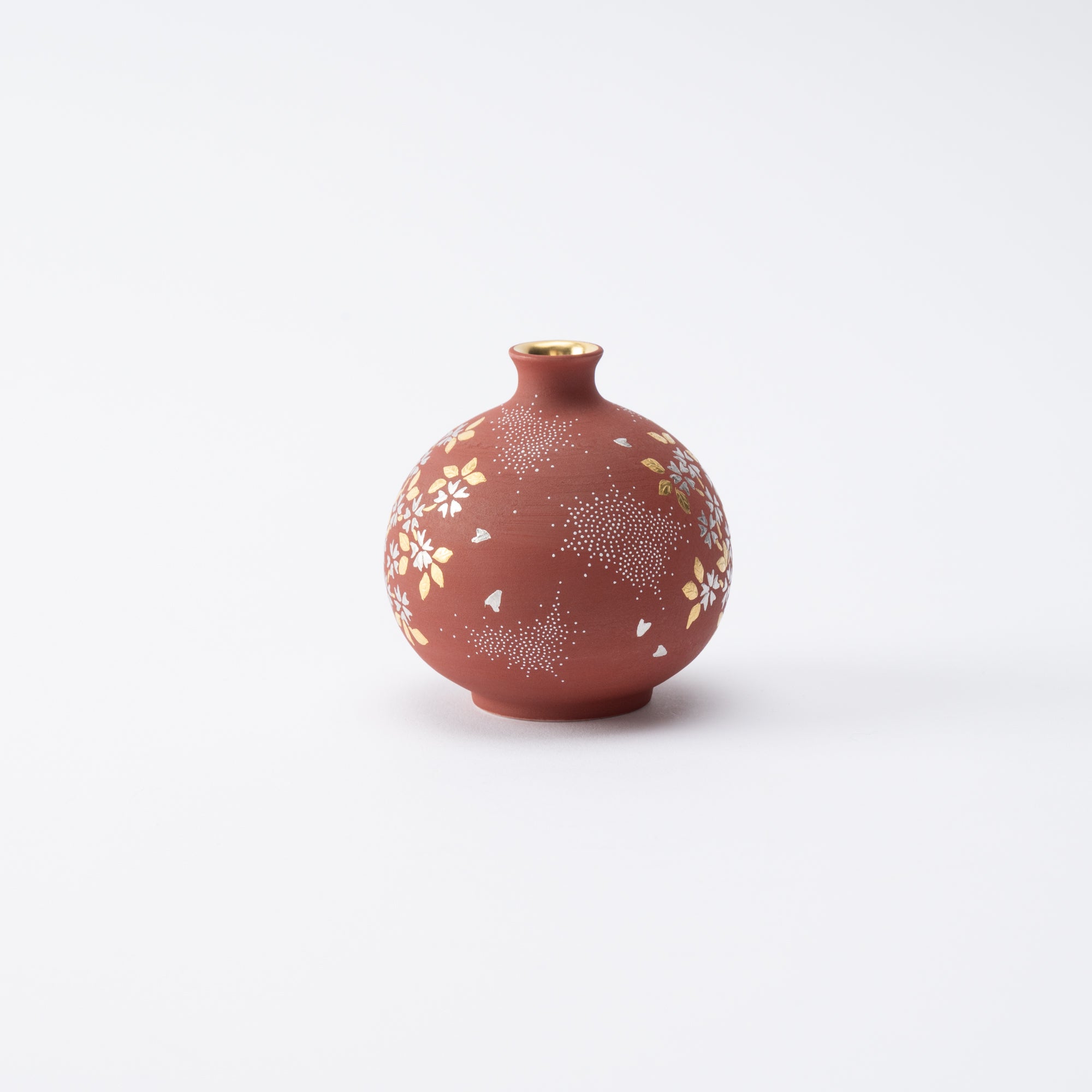 Red Morikin Shirochibu Sakura Round Vase