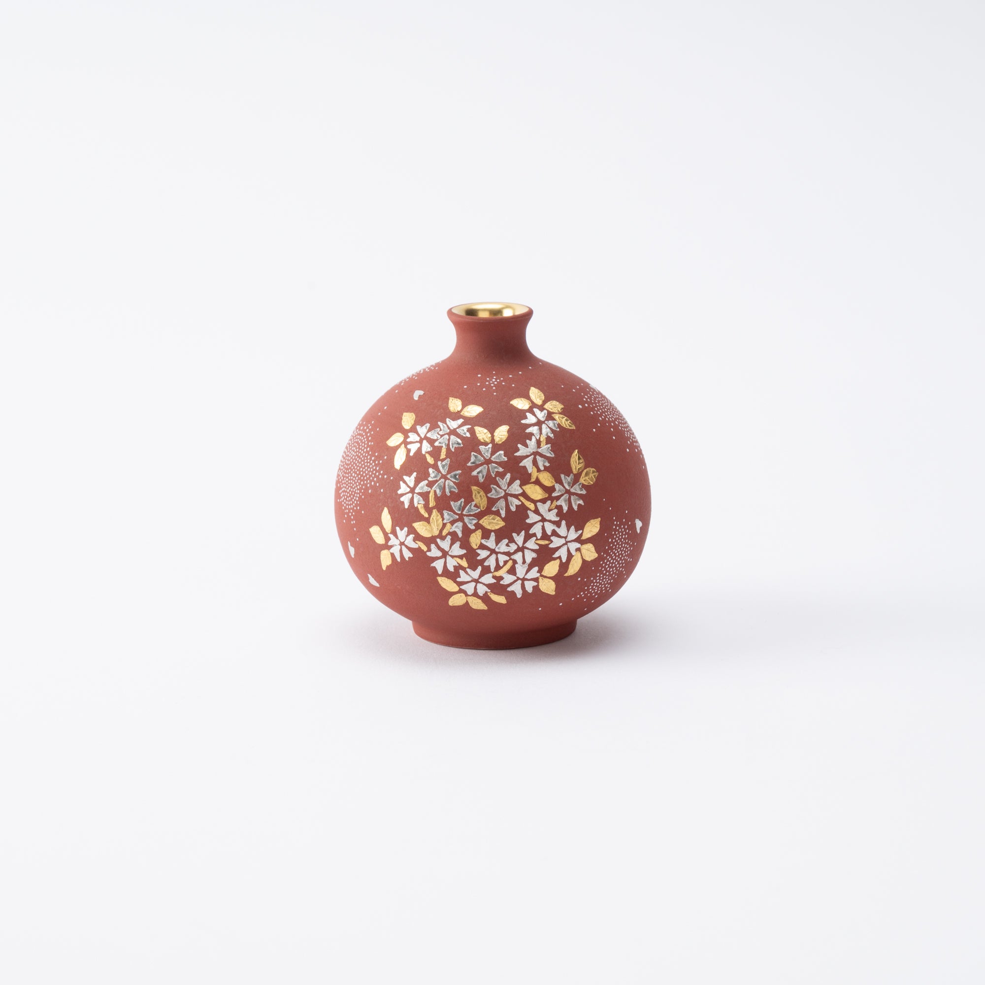 Red Morikin Shirochibu Sakura Round Vase