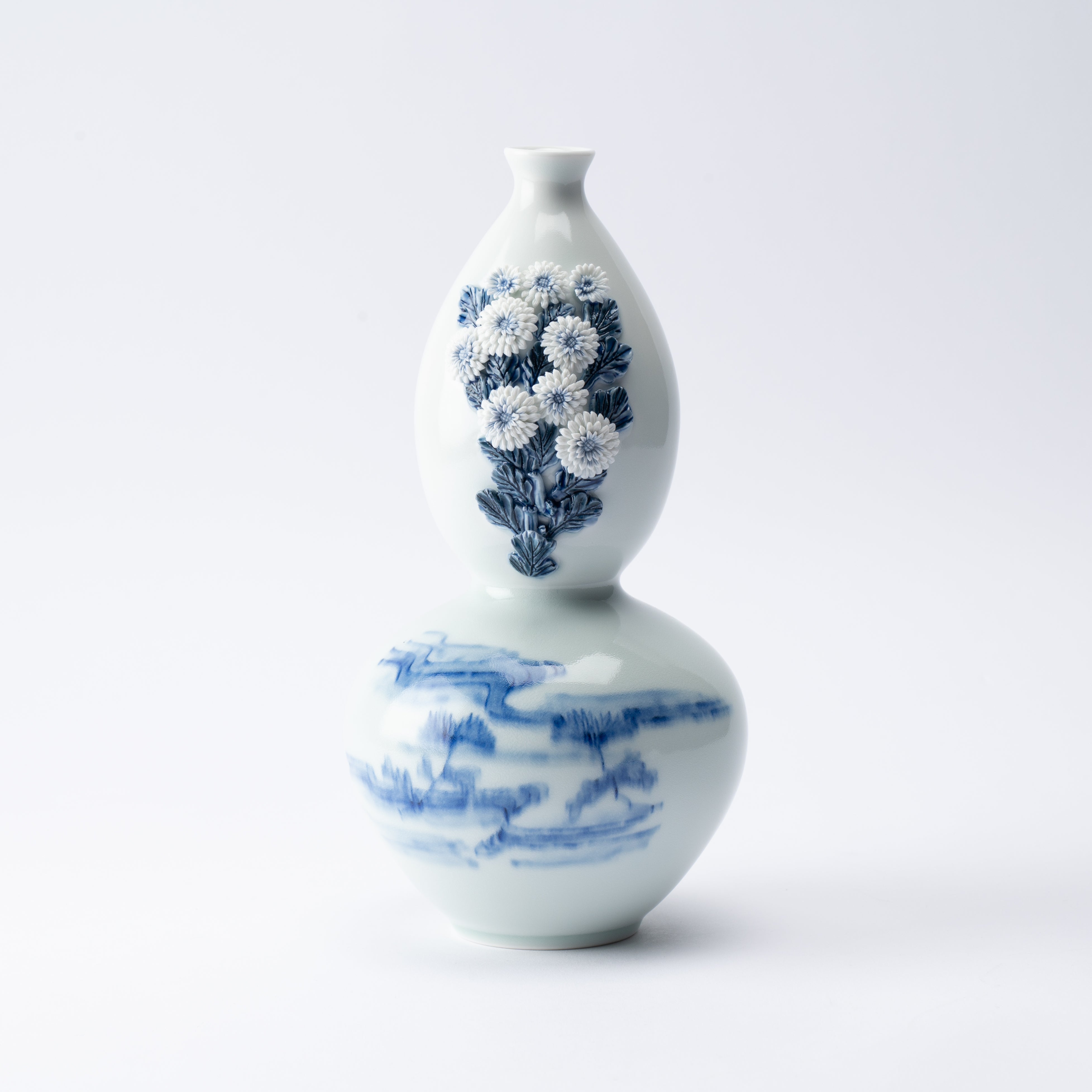 Hirado Chrysanthemum and Running Water Flower Vase