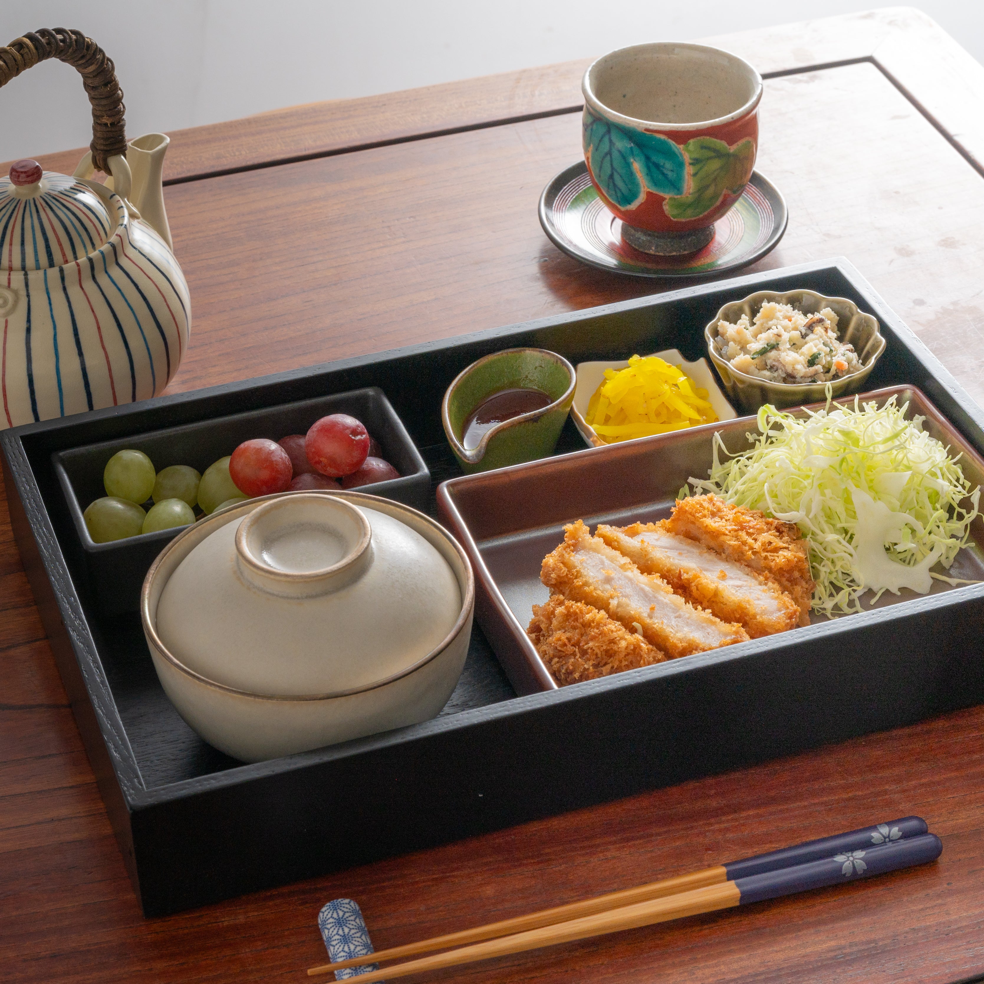 Matte Black Modern Shokado Bento Box LL