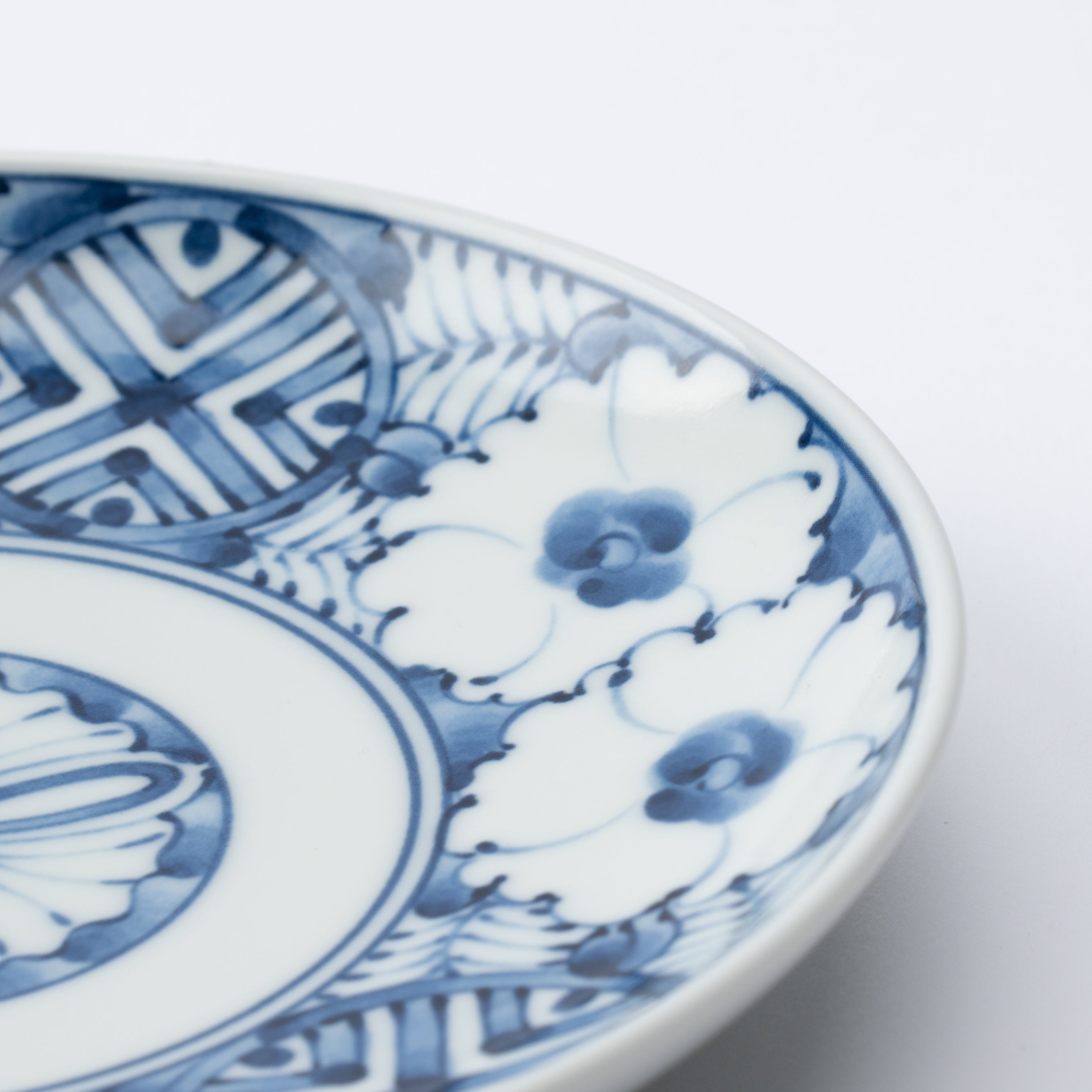 Indigo Geometric Flowers Side Plate