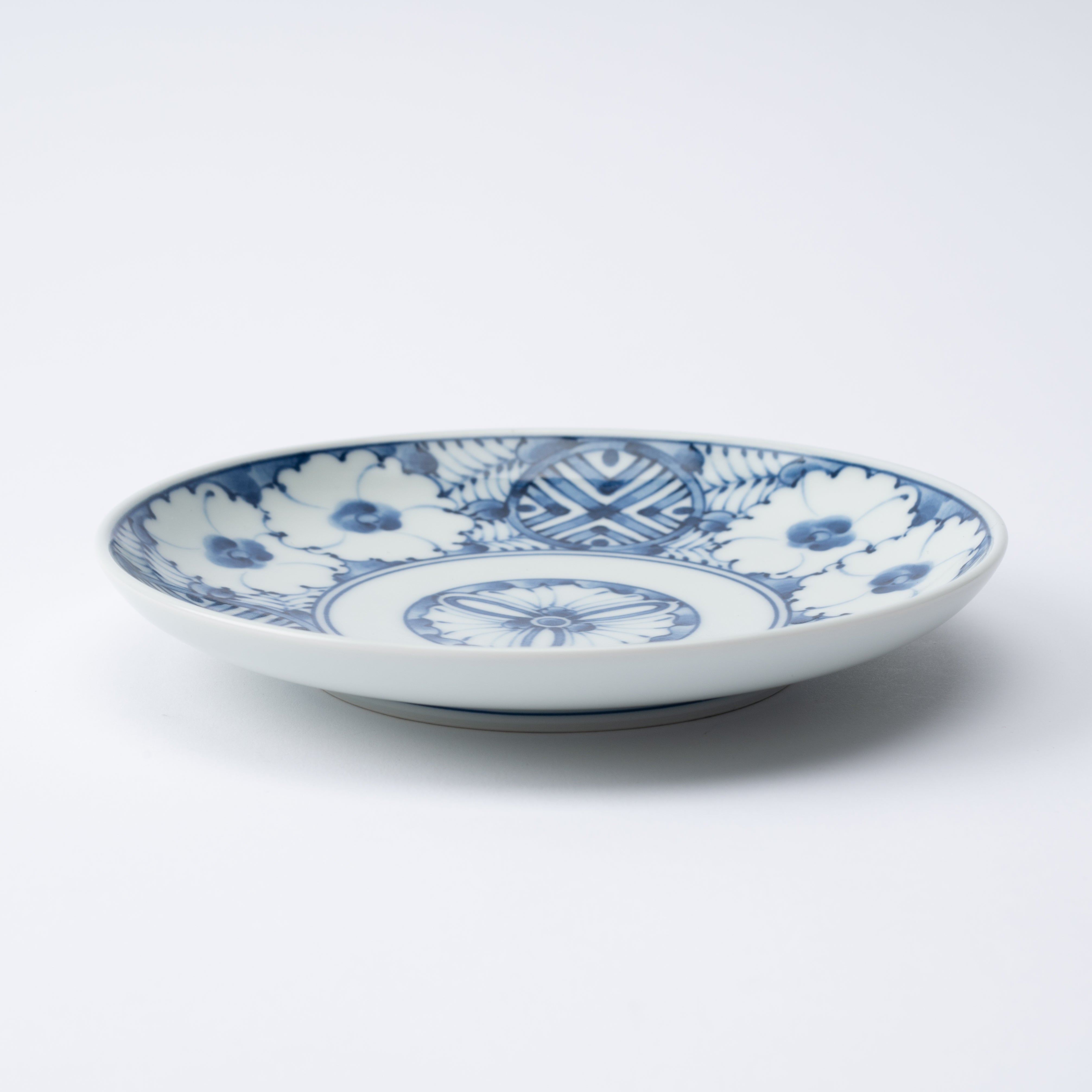 Indigo Geometric Flowers Side Plate