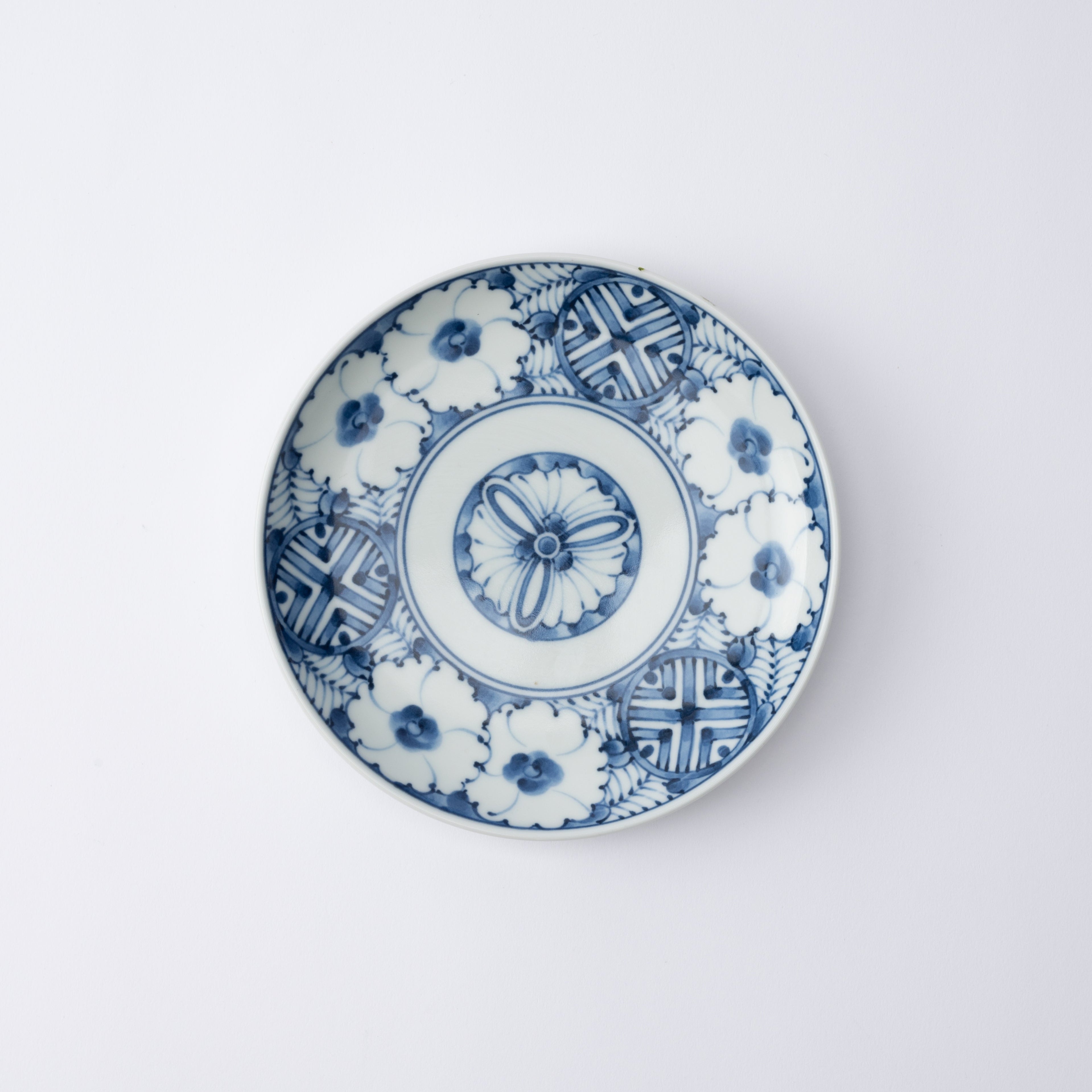 Indigo Geometric Flowers Side Plate