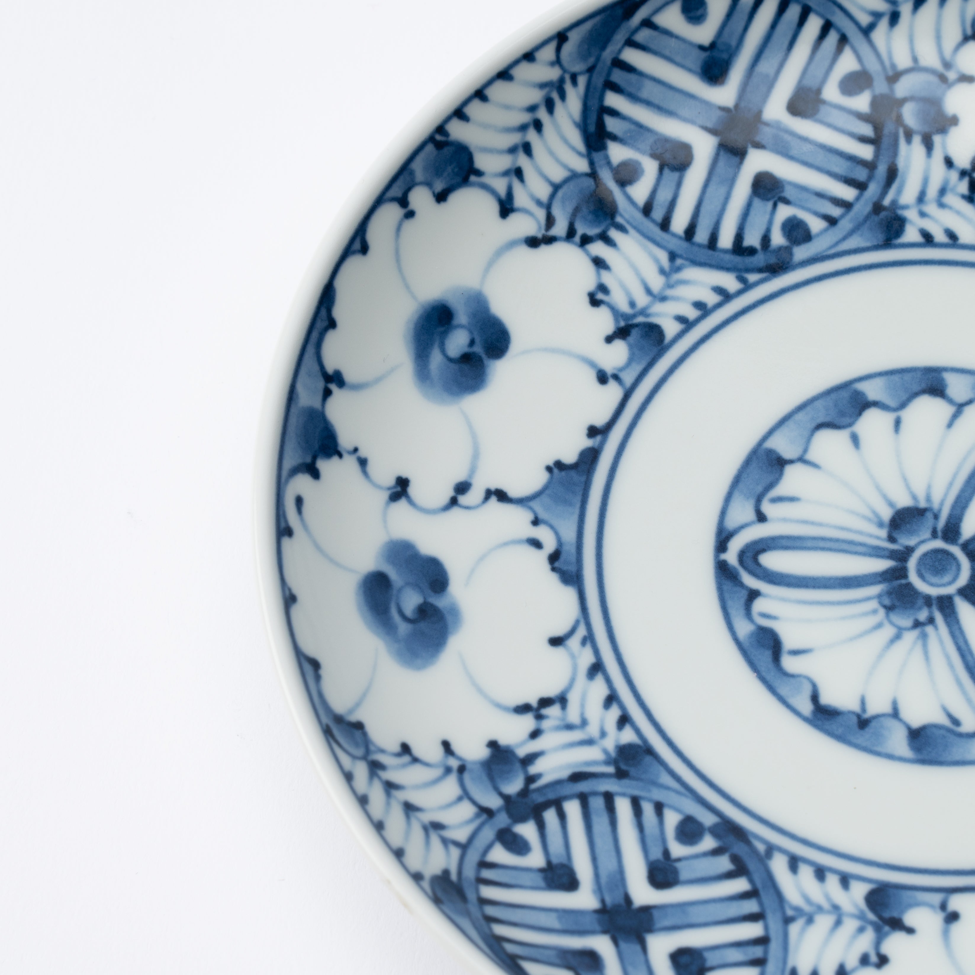 Indigo Geometric Flowers Side Plate