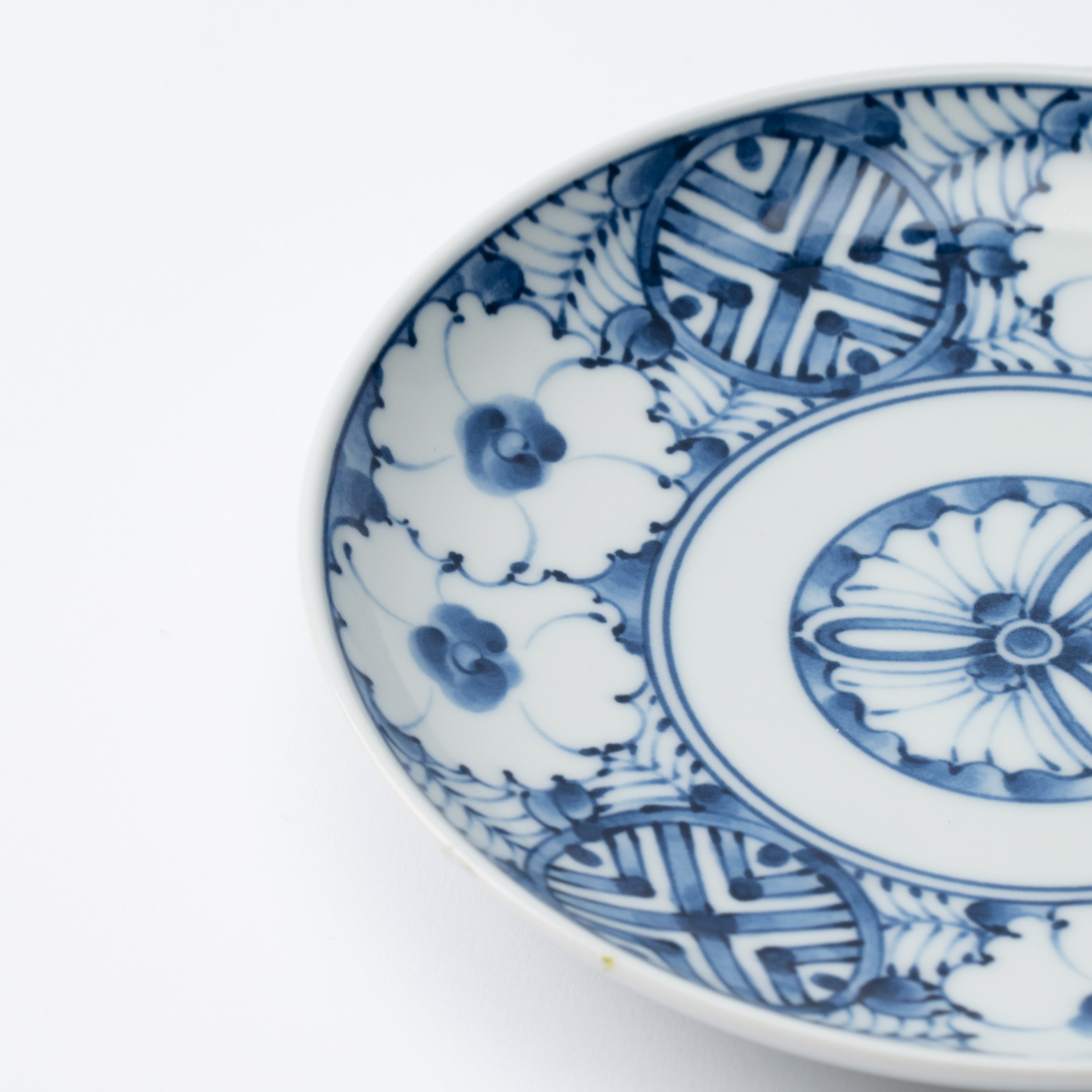 Indigo Geometric Flowers Side Plate