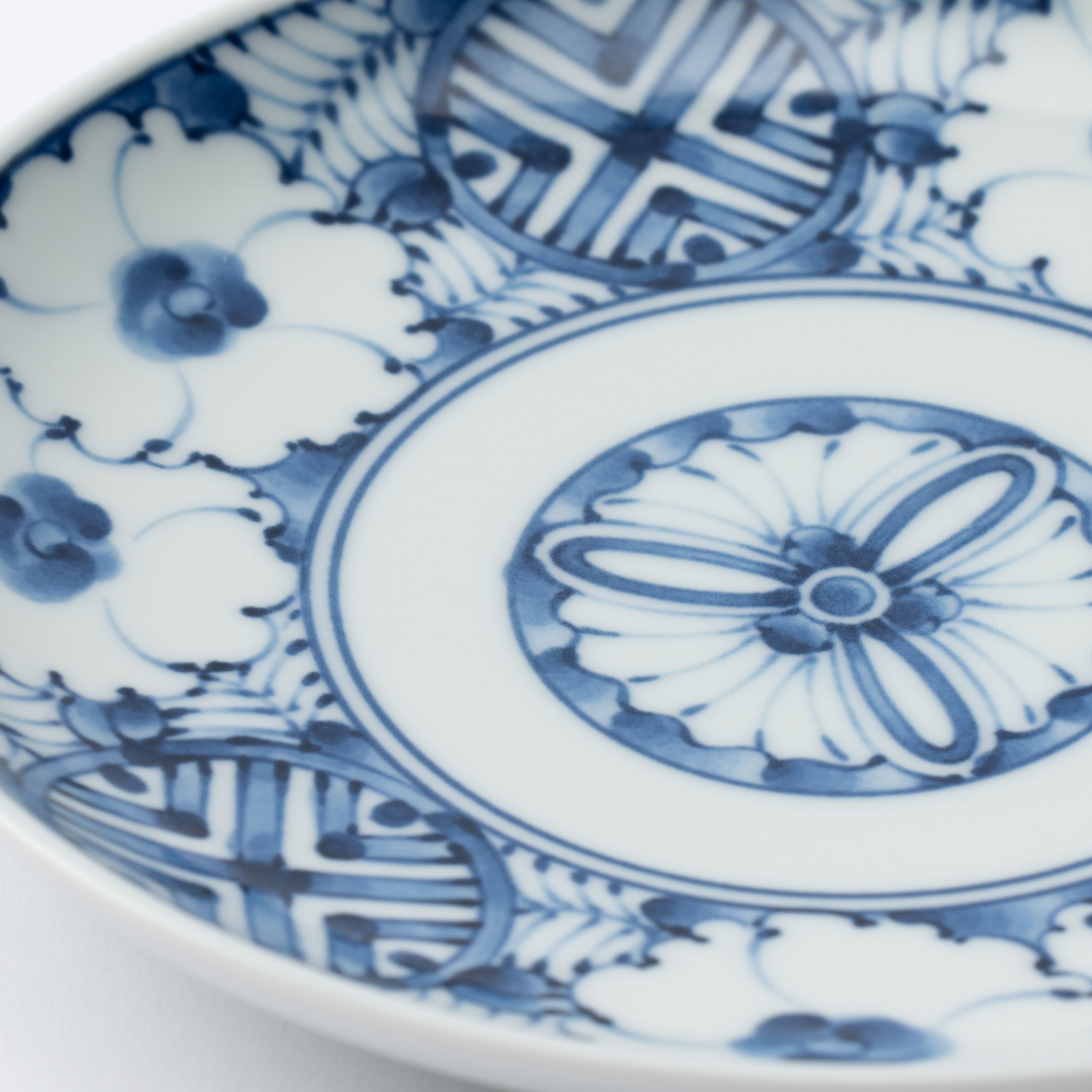 Indigo Geometric Flowers Side Plate