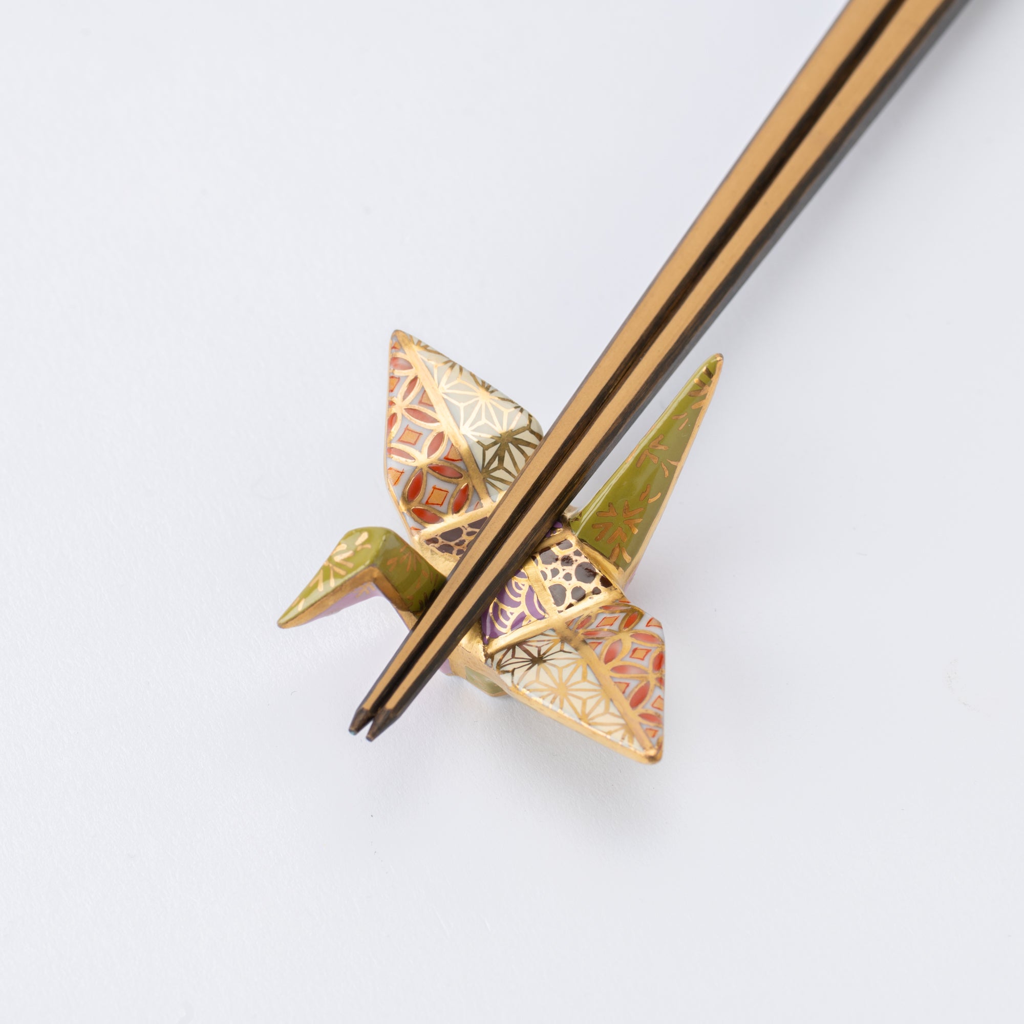 Gold-lined Origami Crane Chopstick Rest