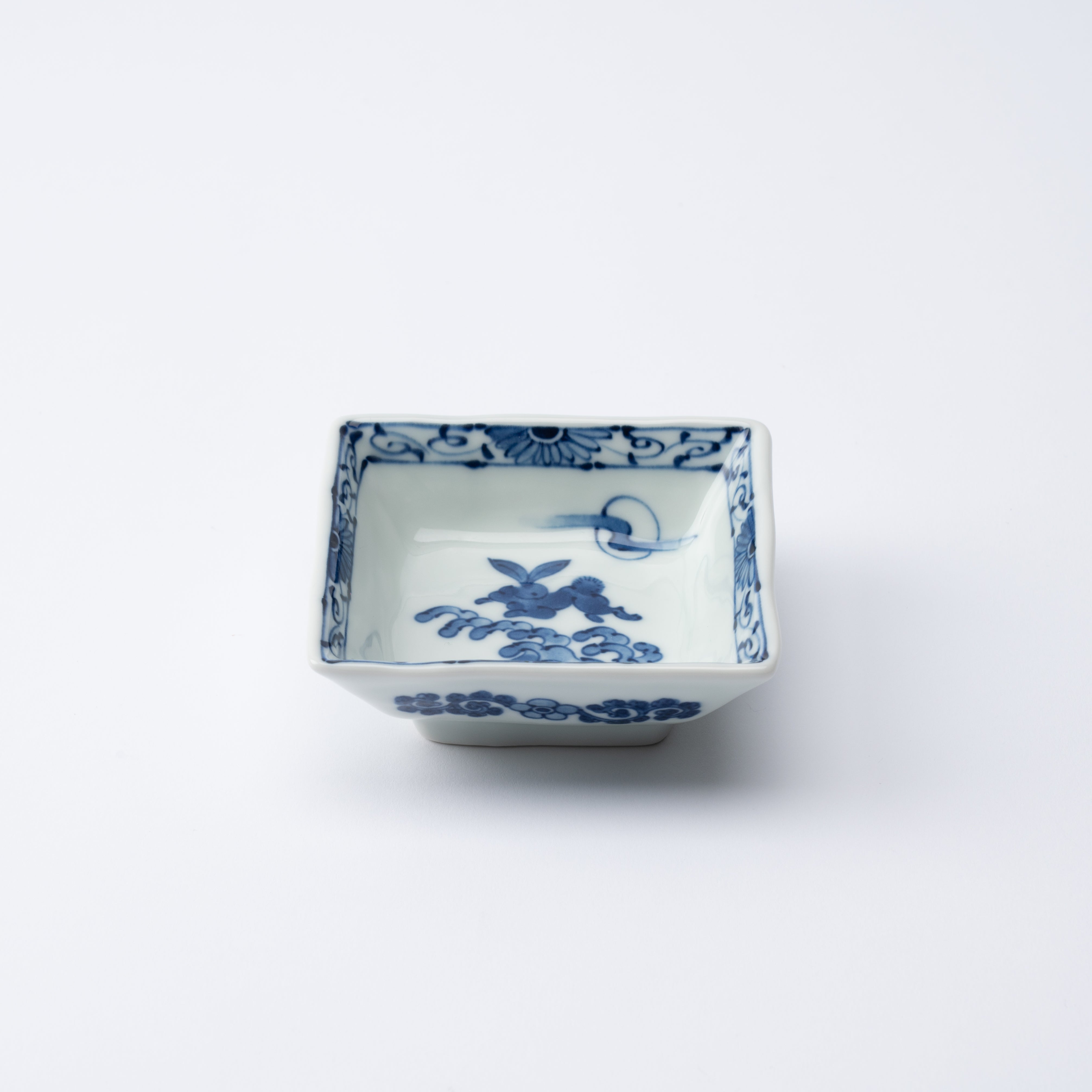 Rabbit and Seigaiha Square Kobachi Small Bowl