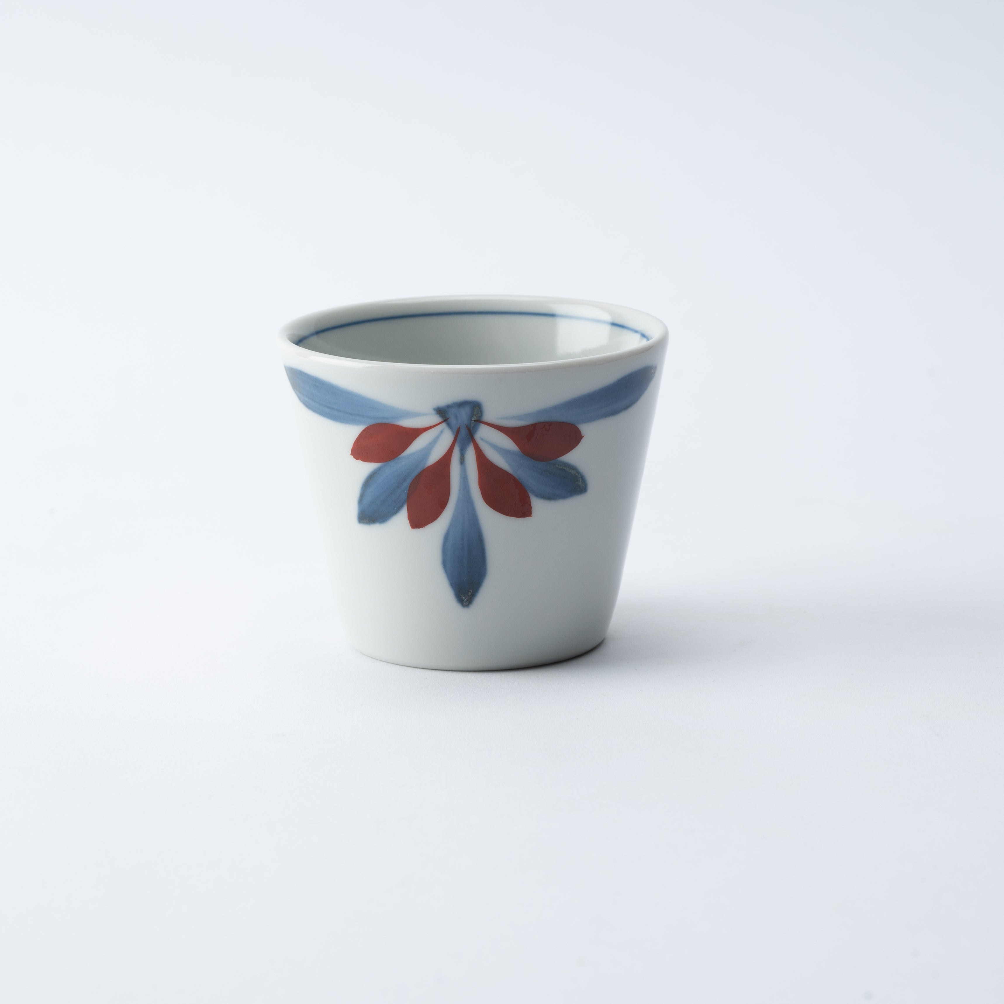 Blue and Red Chrysanthemum Soba Choko Cup