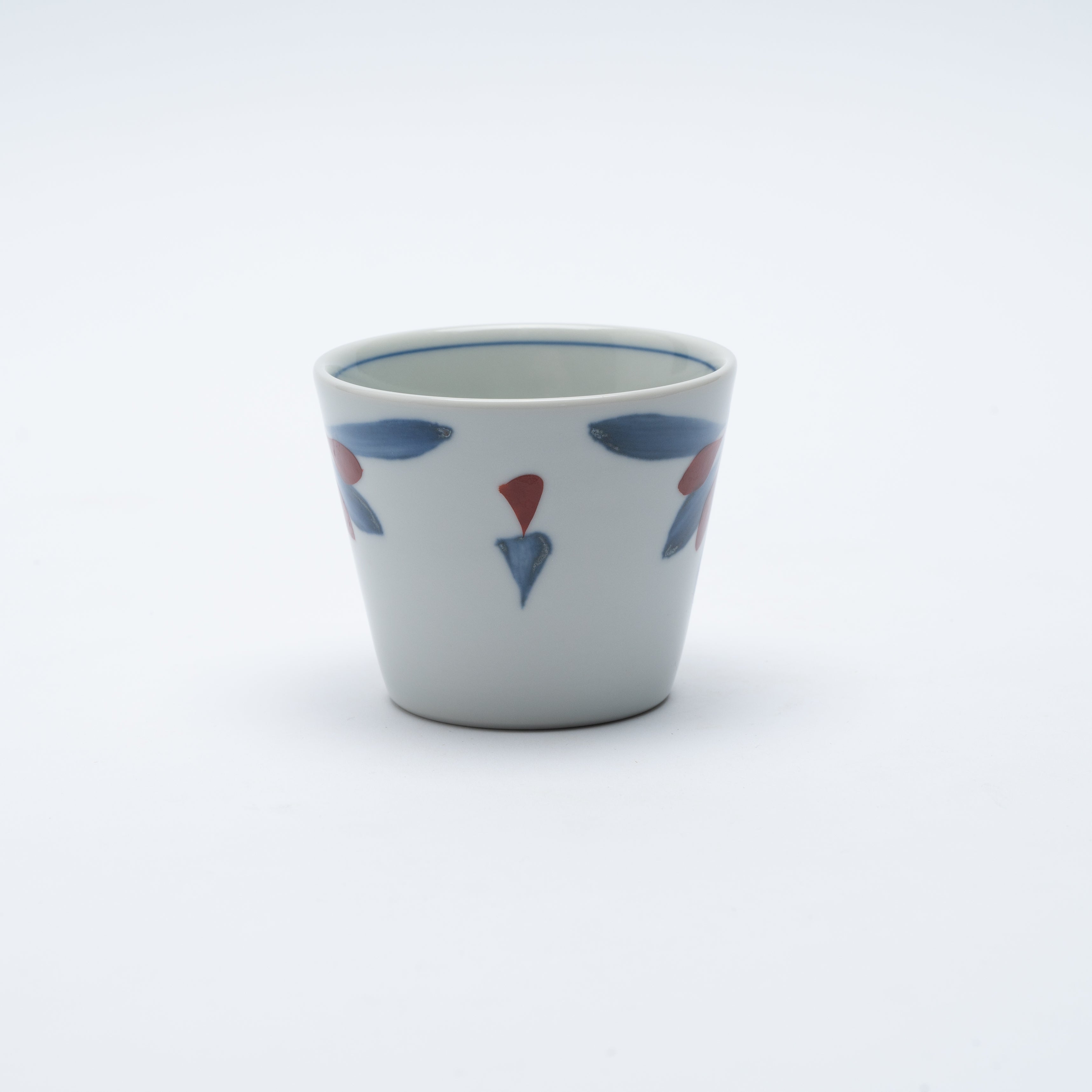 Blue and Red Chrysanthemum Soba Choko Cup