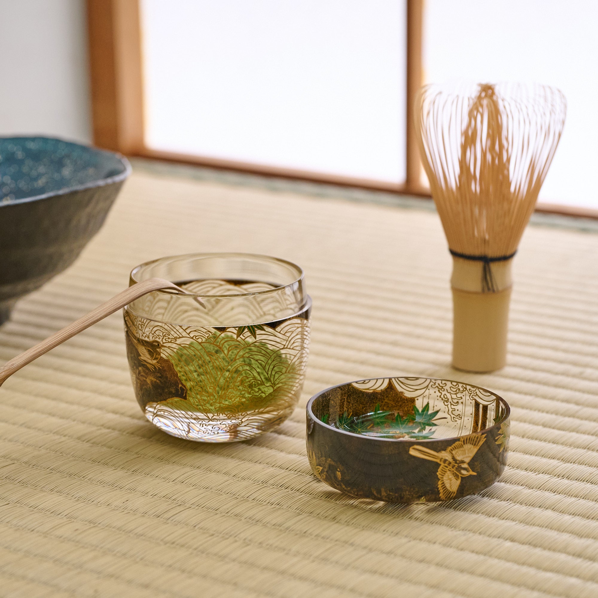 Wagtails at the Waterfall Natsume Matcha Container