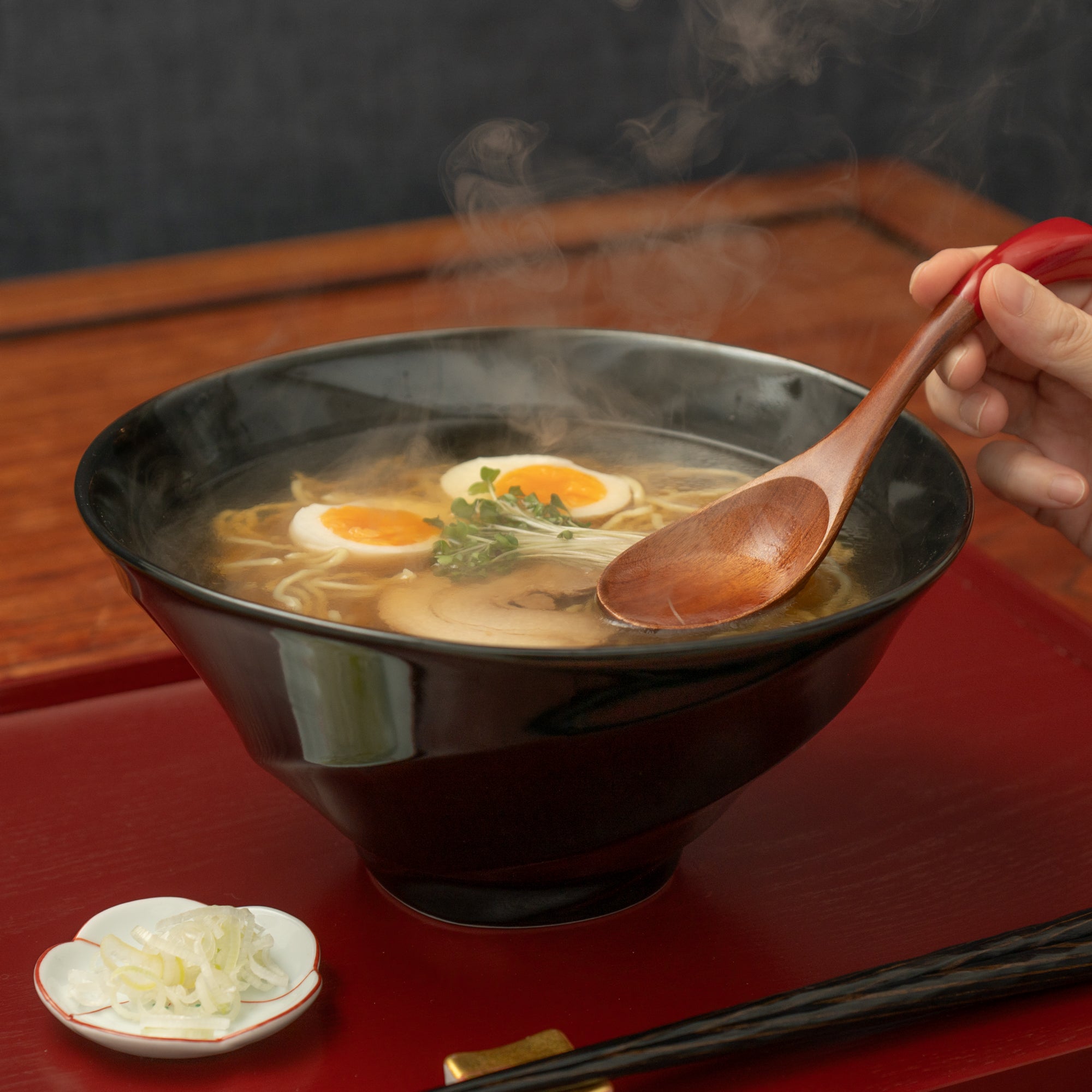 Black Spiral Ramen Bowl 8.5 IN