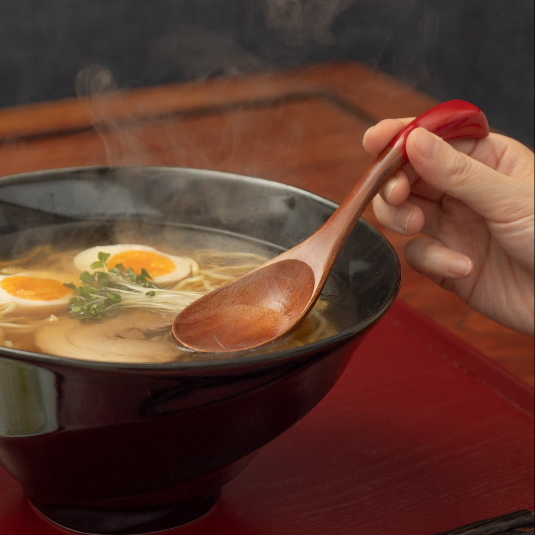Curved Lacquered-Handle Ramen Spoon