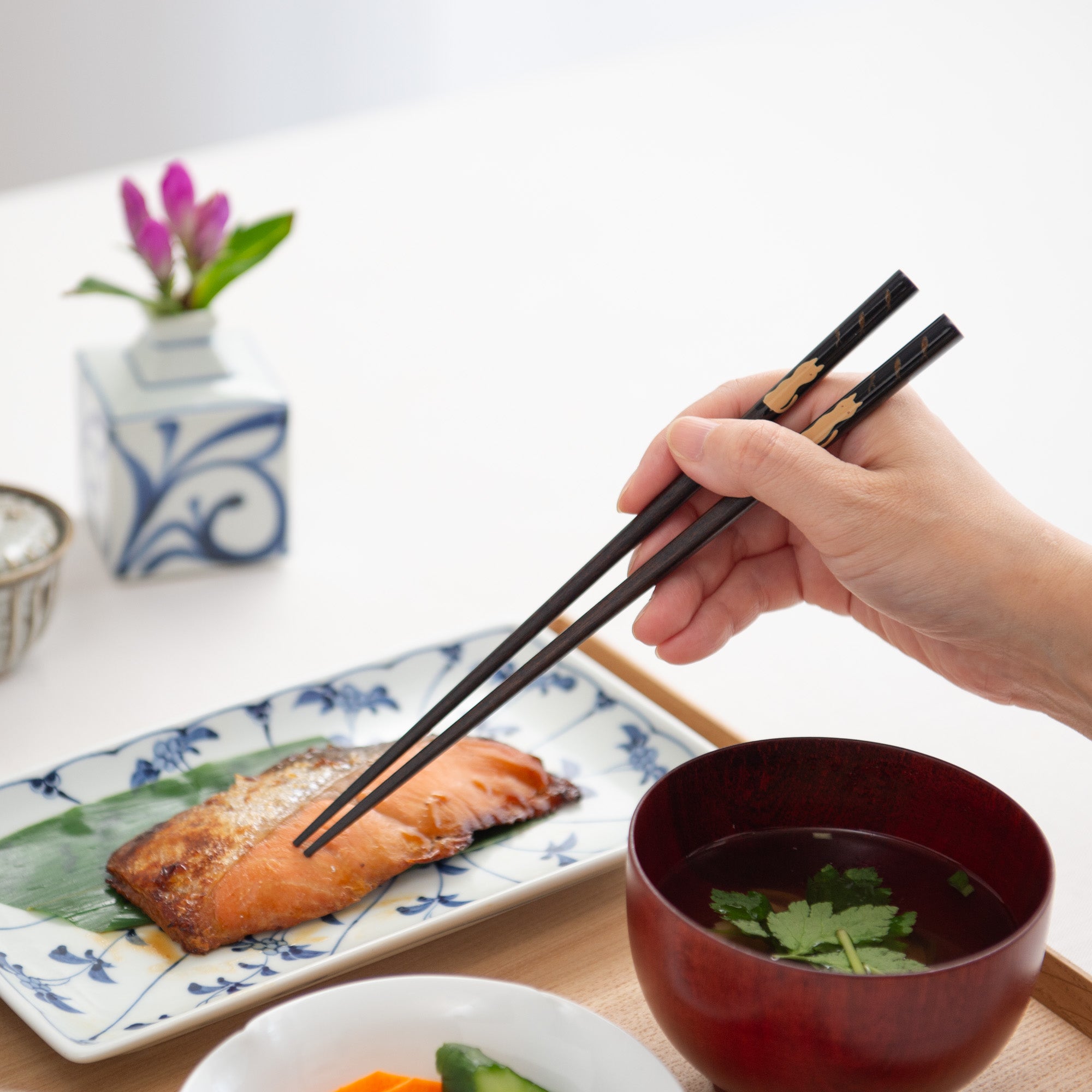 Cat and Fish Chopsticks Pair Set